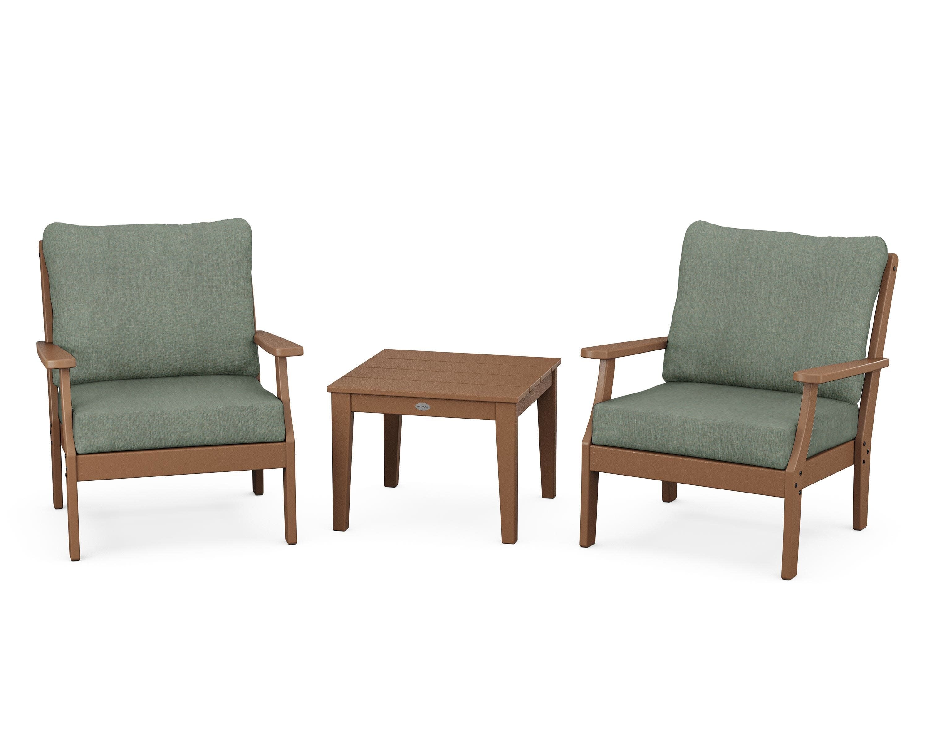 Braxton 3-Piece Deep Seating Set in Teak / Cast Sage