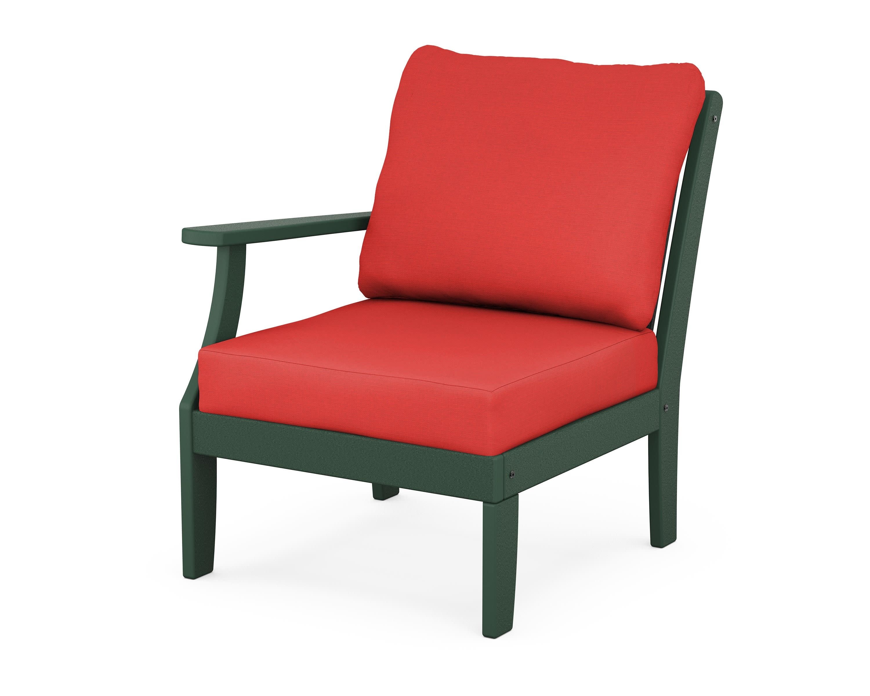 Braxton Modular Left Arm Chair in Green / Crimson Linen