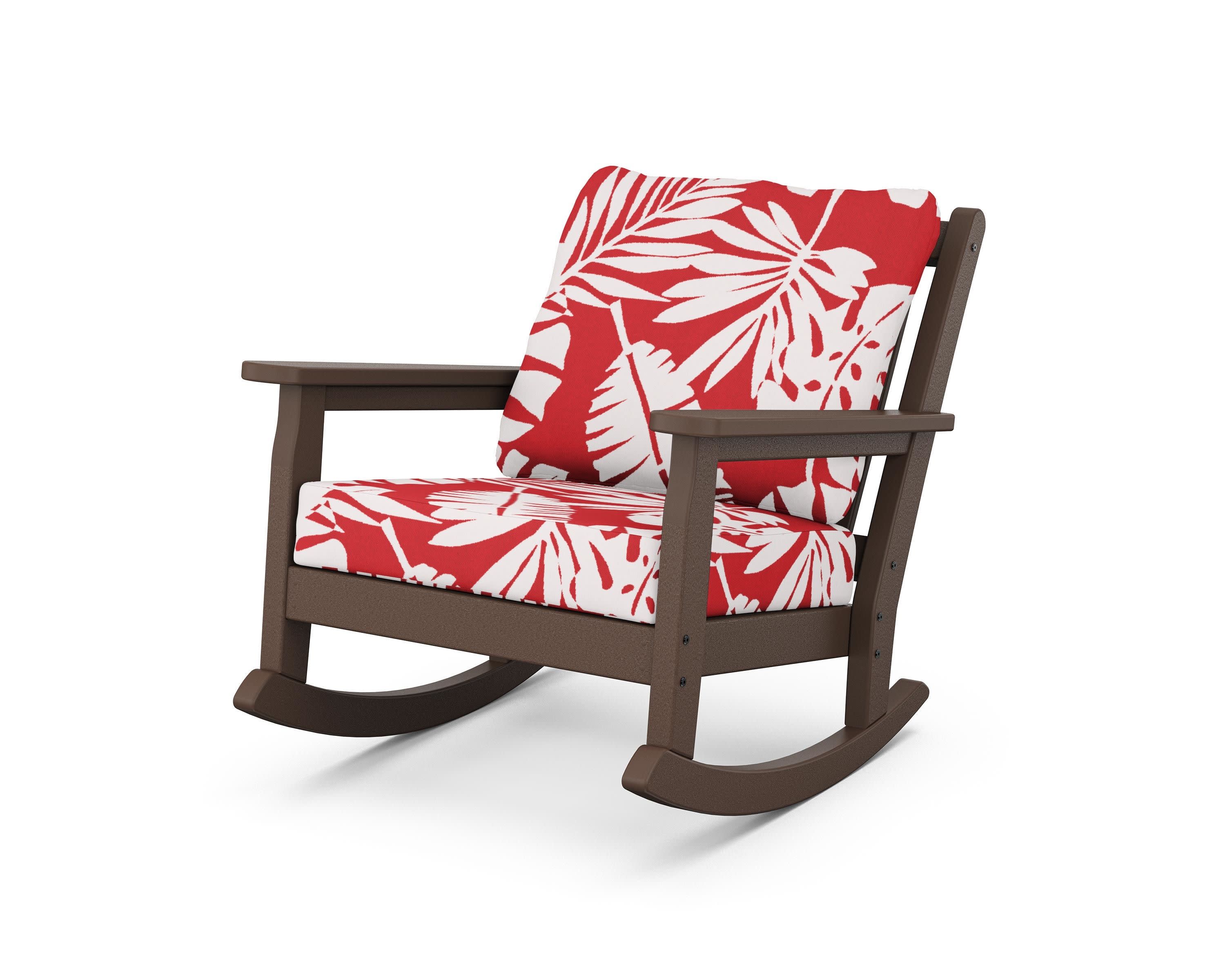 Chippendale Deep Seating Rocking Chair in Mahogany / Leaf Crimson