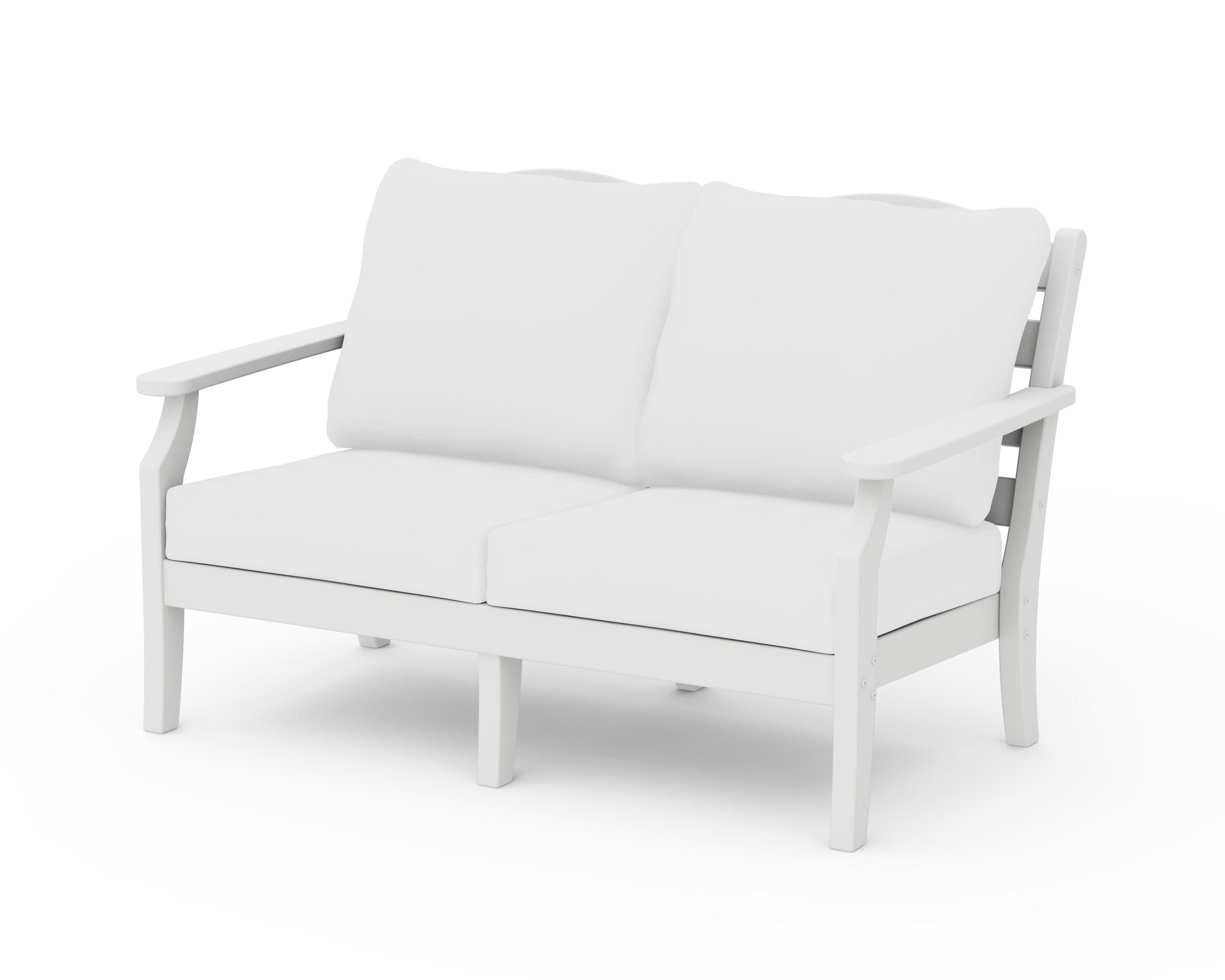 Savannah Deep Seating Loveseat in White / Natural