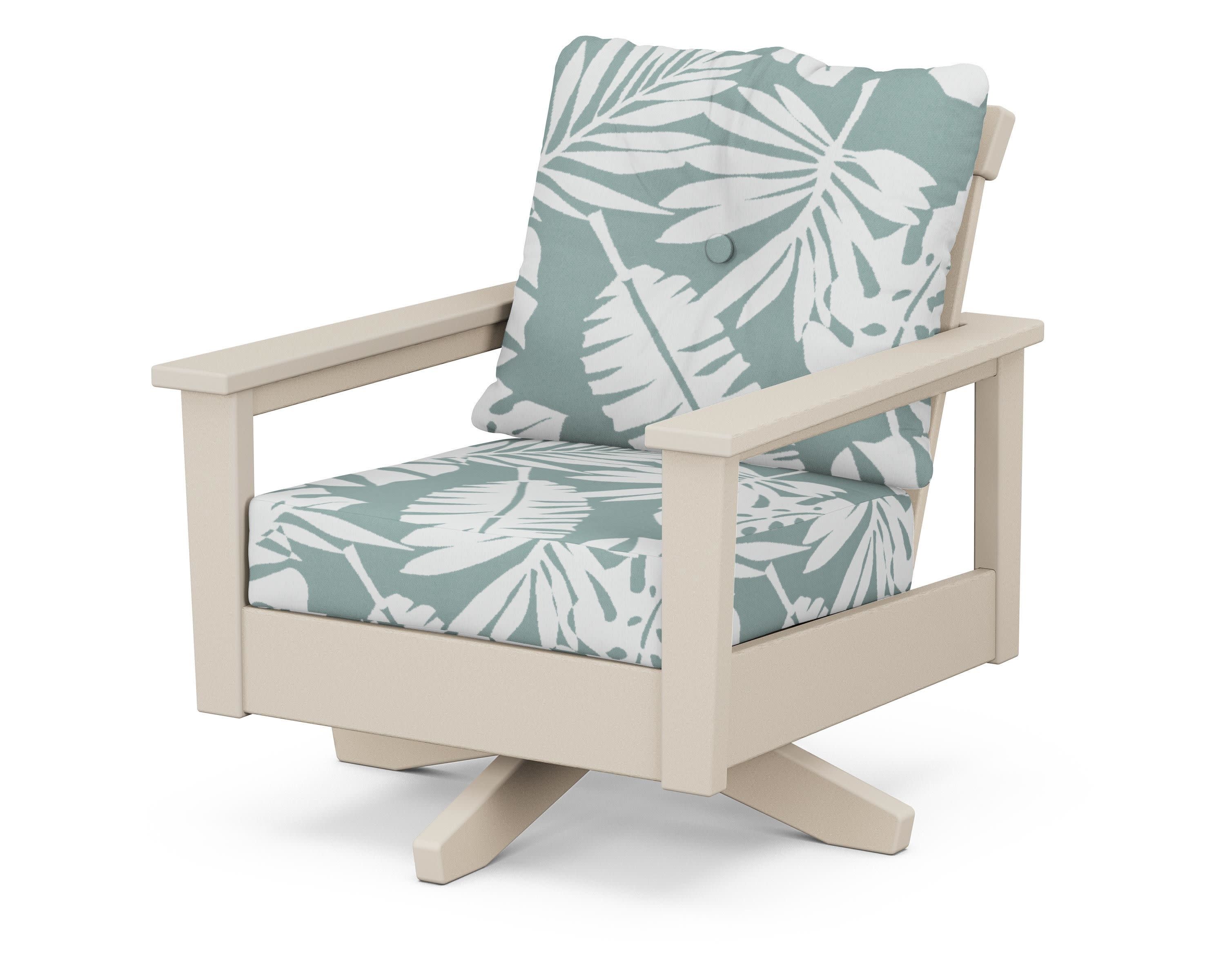 Prescott Deep Seating Swivel Chair in Sand / Leaf Glacier Spa