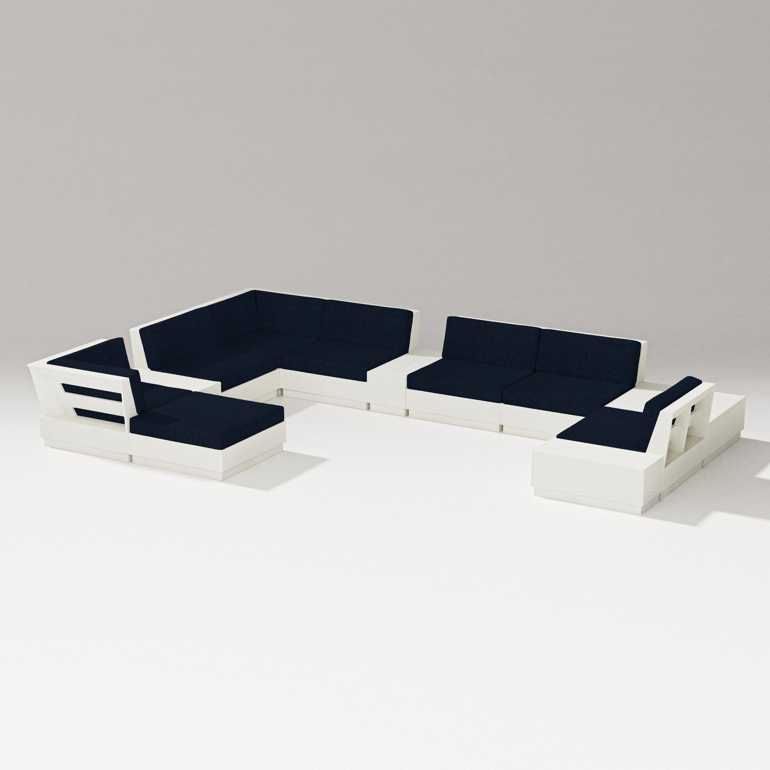 Elevate 12-Piece Conversation Sectional Set in Vintage White / Marine Indigo