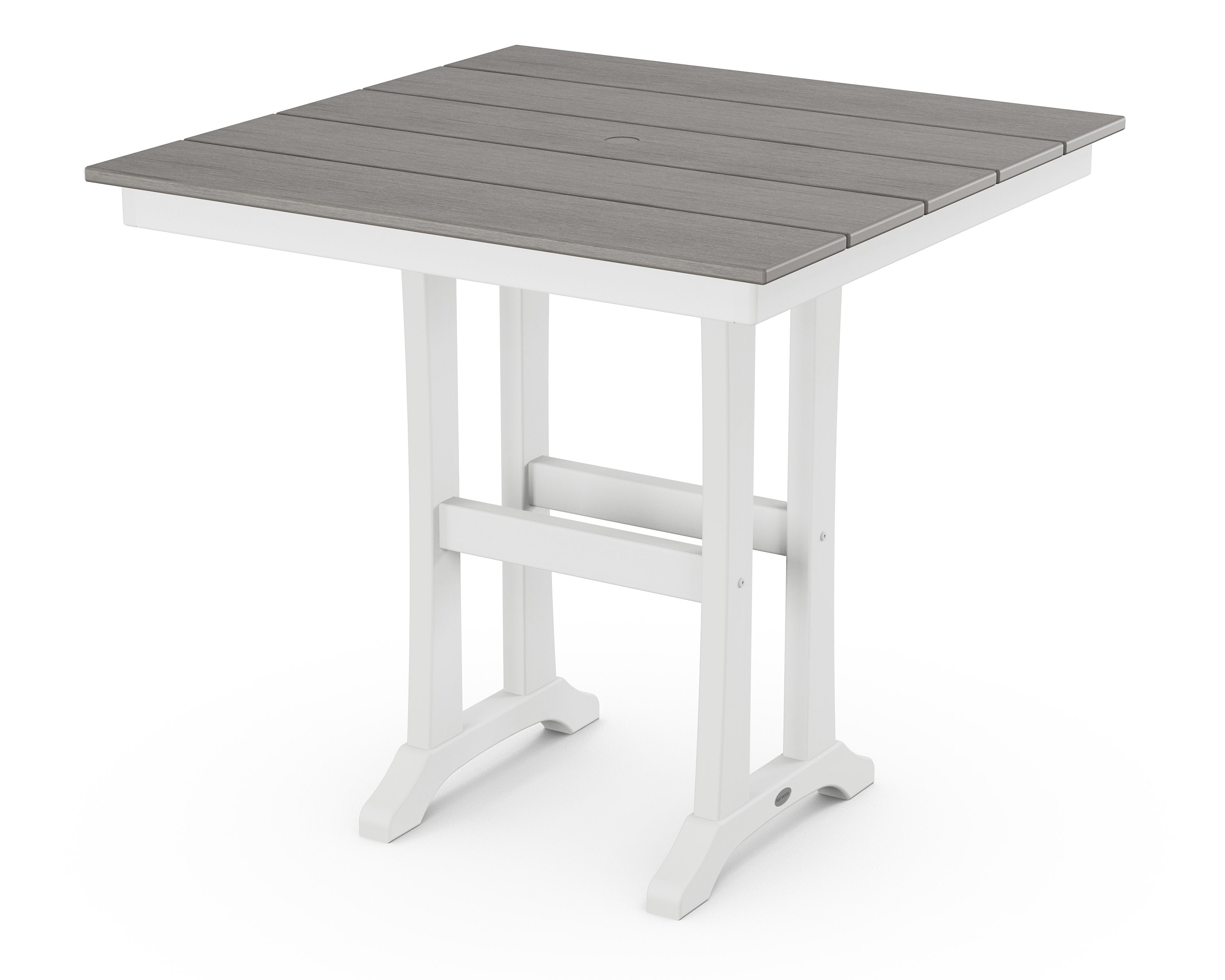 Farmhouse Trestle 37" Counter Table in White / Driftwood