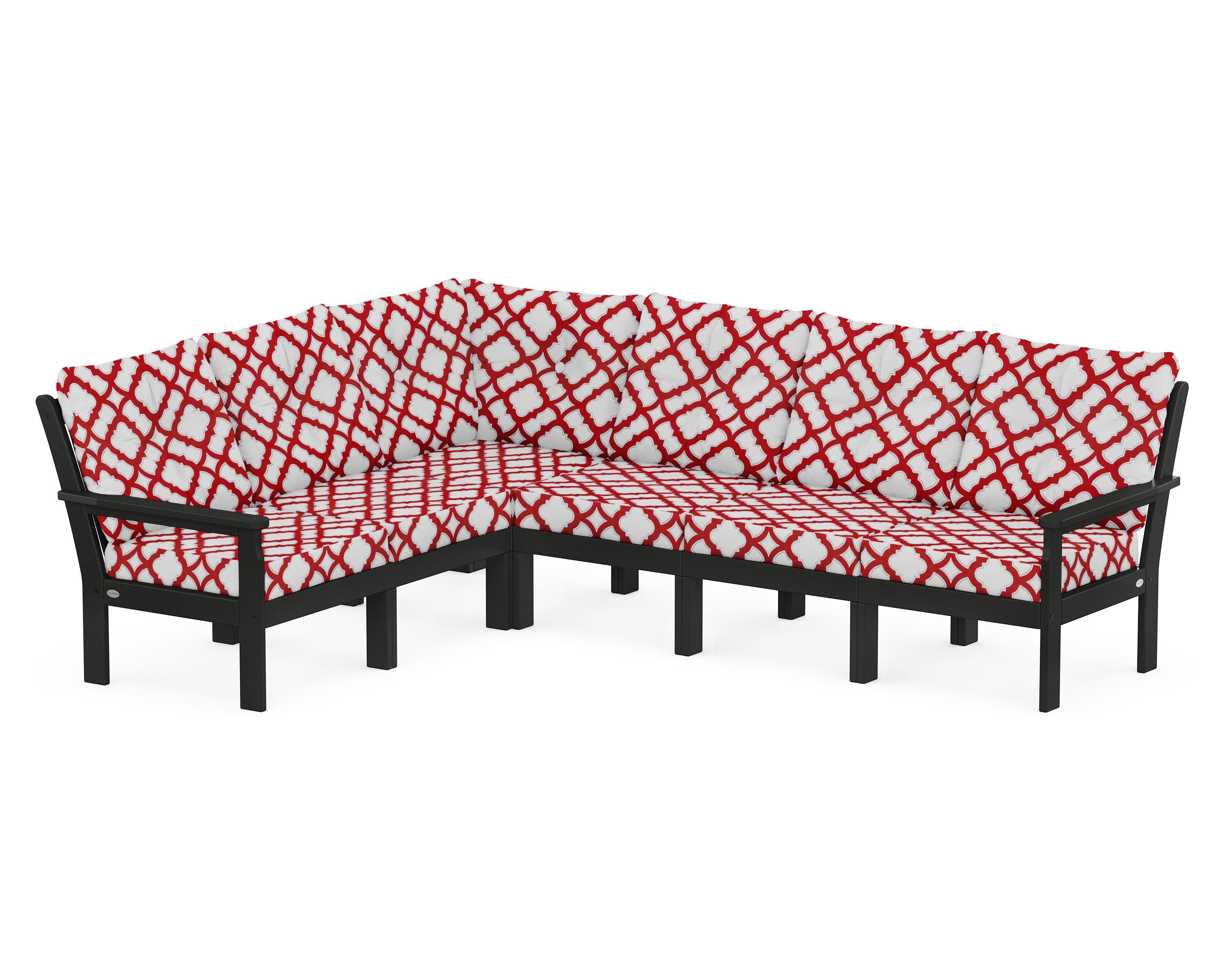Vineyard 6-Piece Sectional in Black / Trellis Crimson