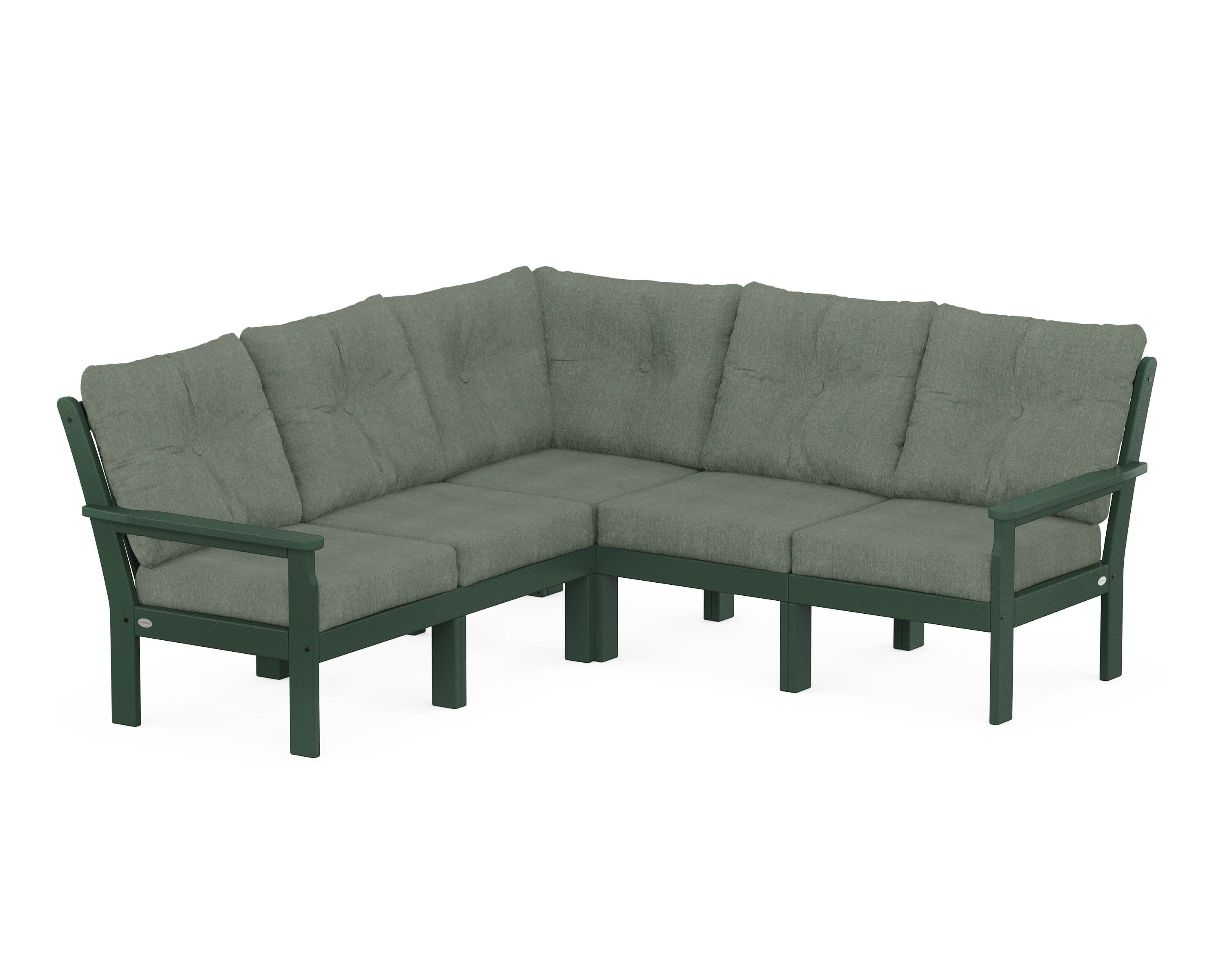 Vineyard 5-Piece Sectional in Green / Cast Sage