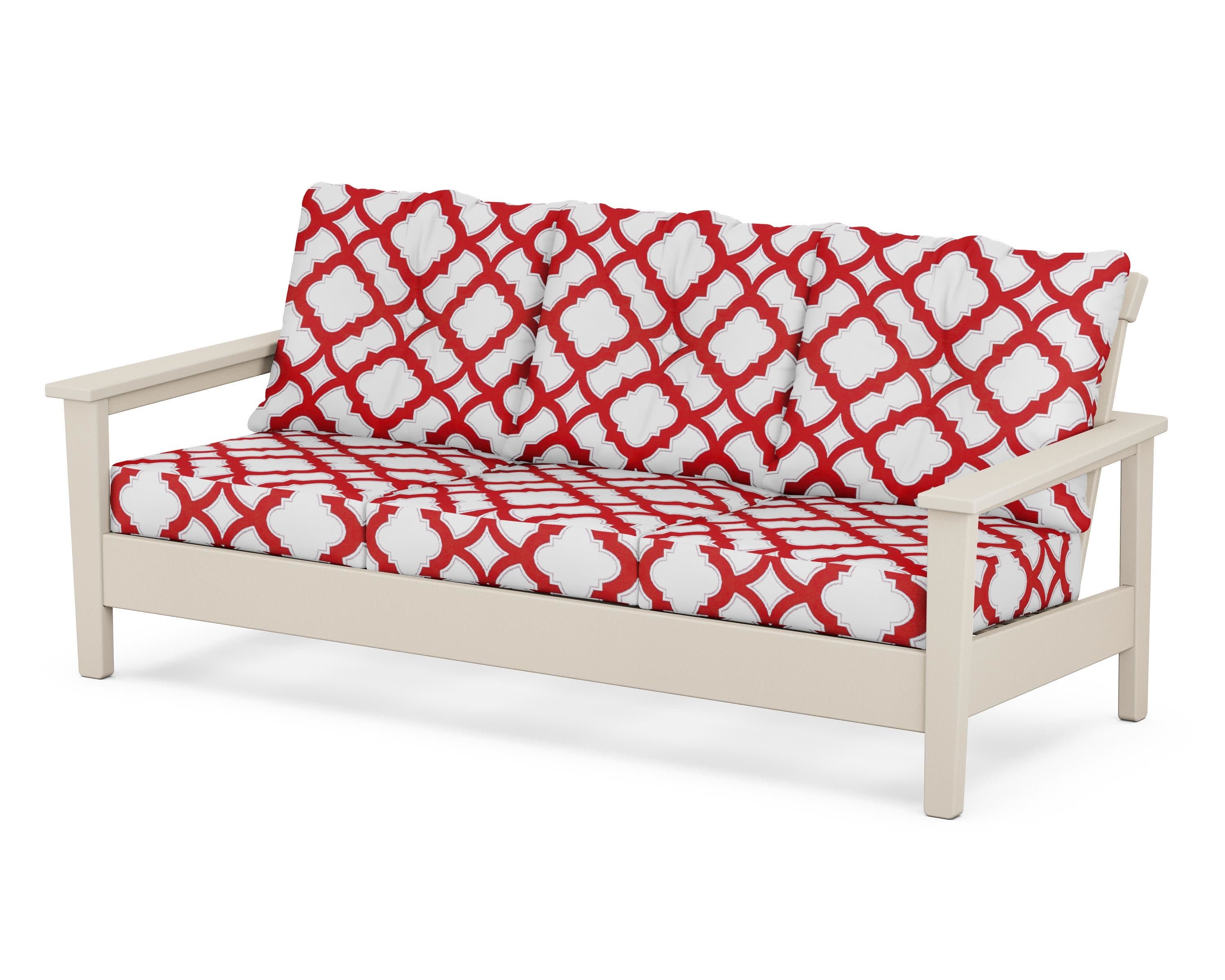 Prescott Deep Seating Sofa in Sand / Trellis Crimson