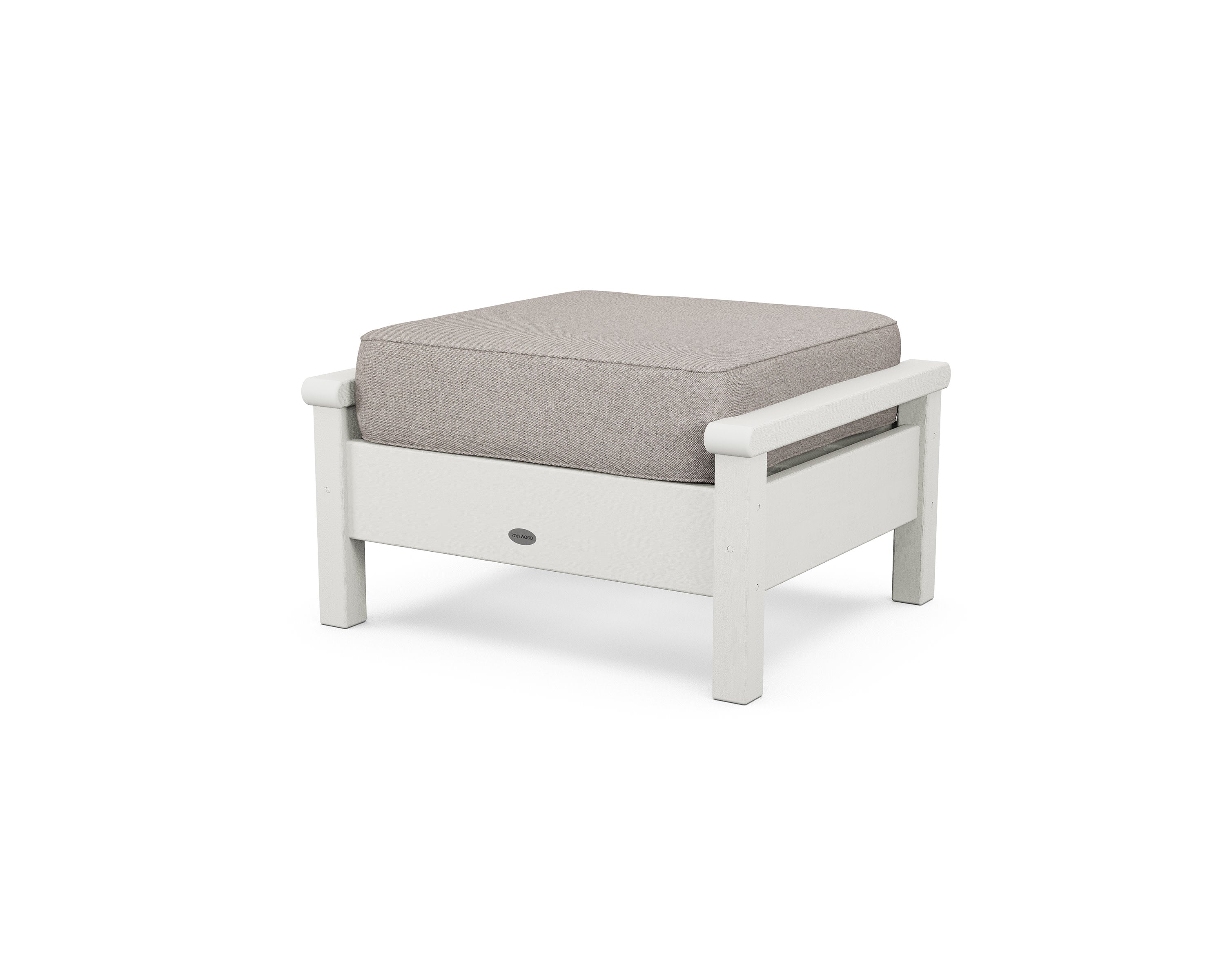 Harbour Deep Seating Ottoman in Vintage White / Weathered Tweed