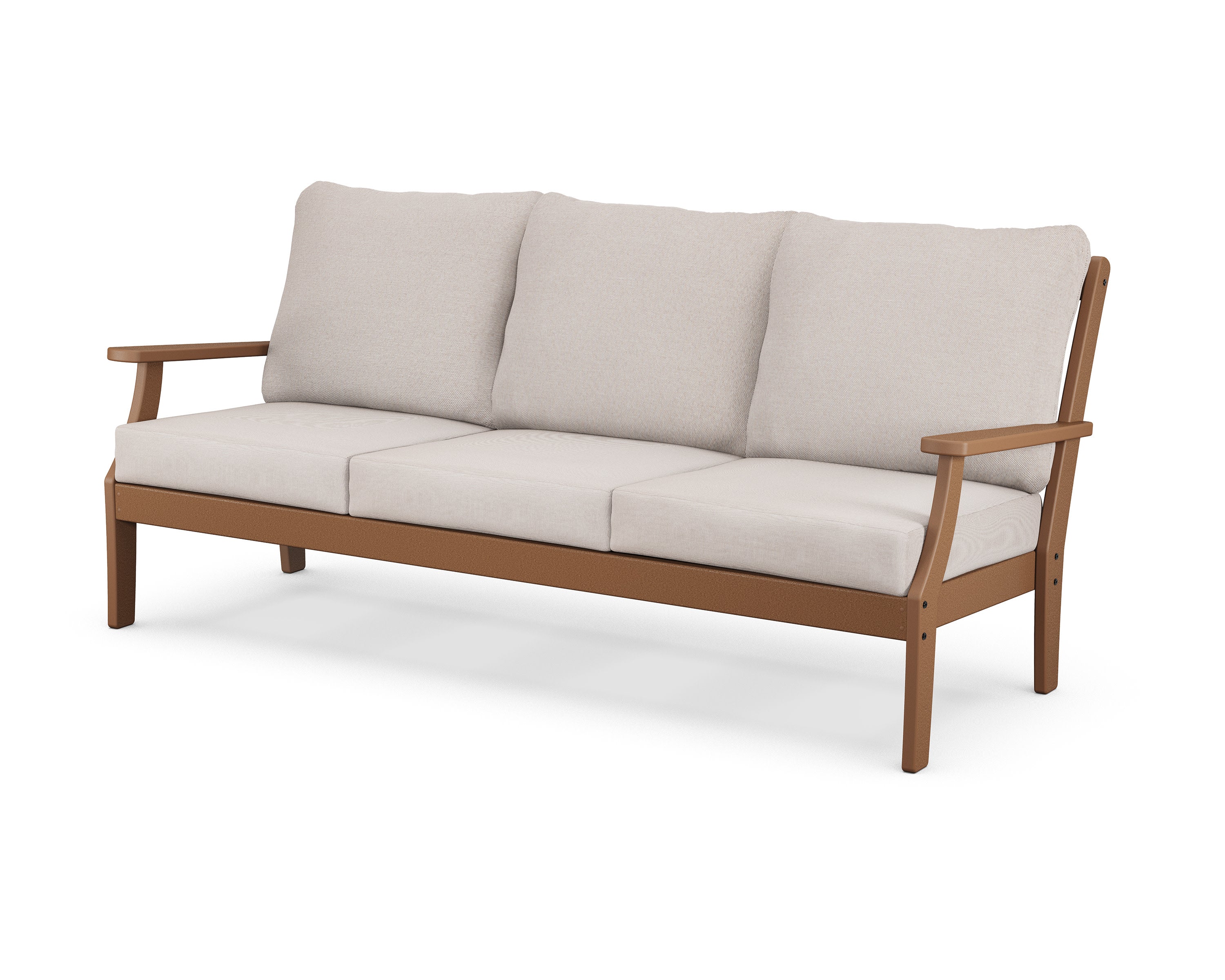 Braxton Deep Seating Sofa in Teak / Dune Burlap