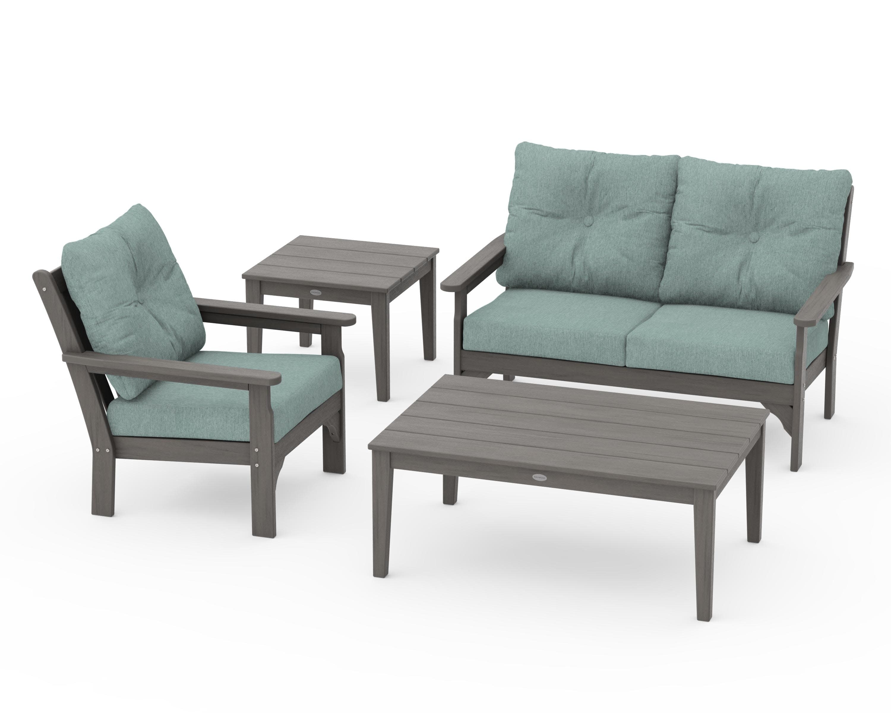 Vineyard 4-Piece Deep Seating Set in Driftwood / Glacier Spa