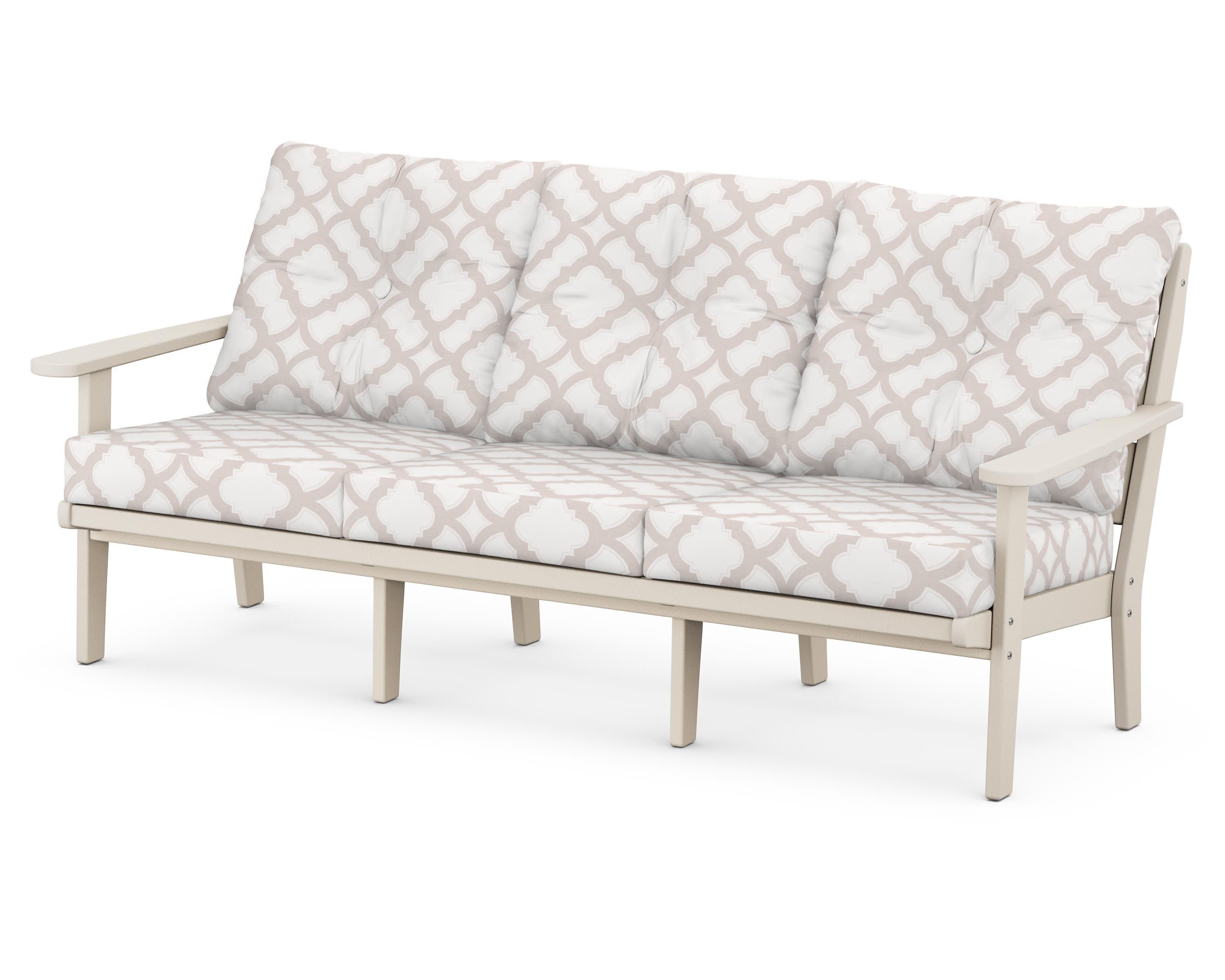 Lakeside Deep Seating Sofa in Sand / Trellis Dune Burlap