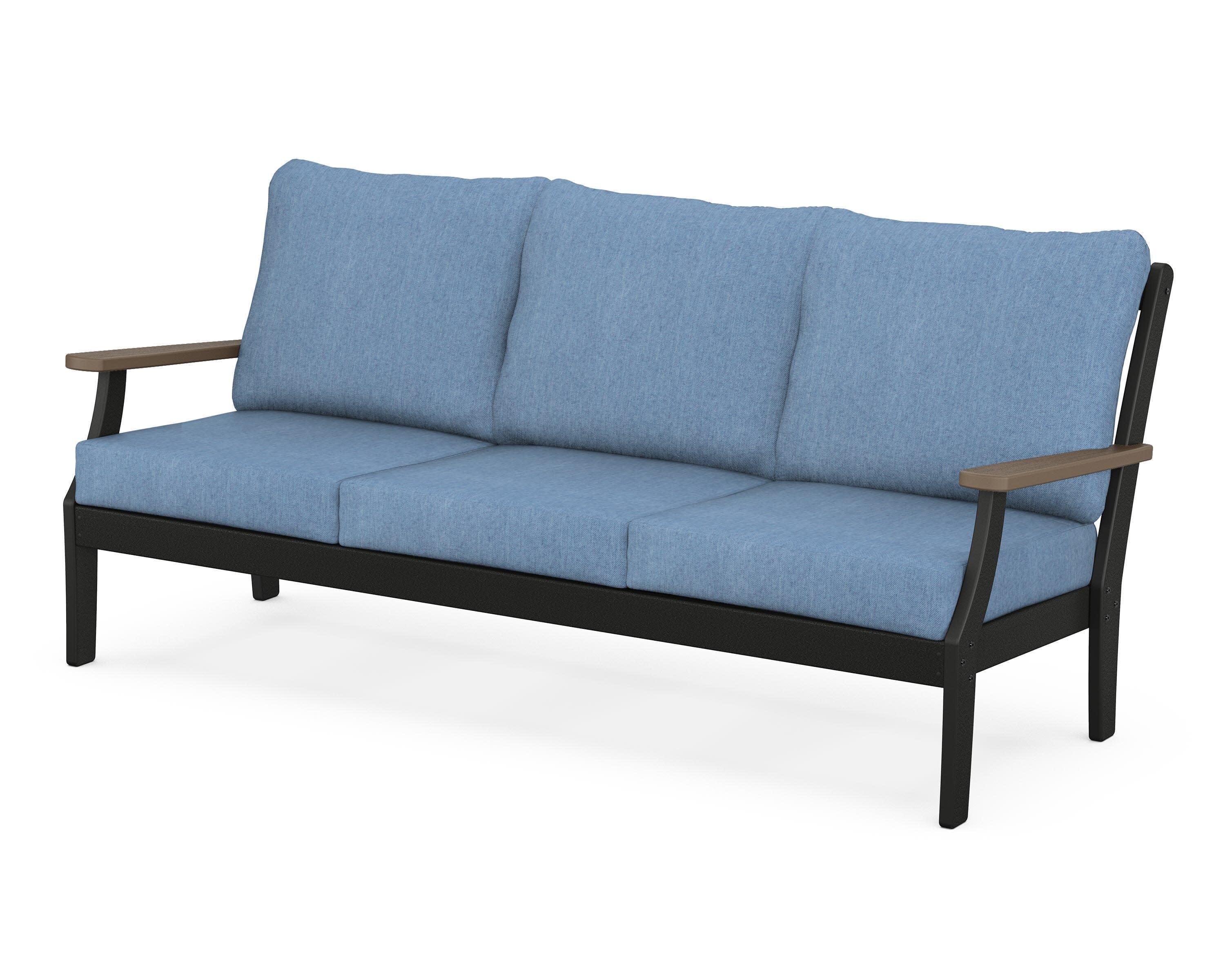 Braxton Deep Seating Sofa in Black / Kona / Sky Blue