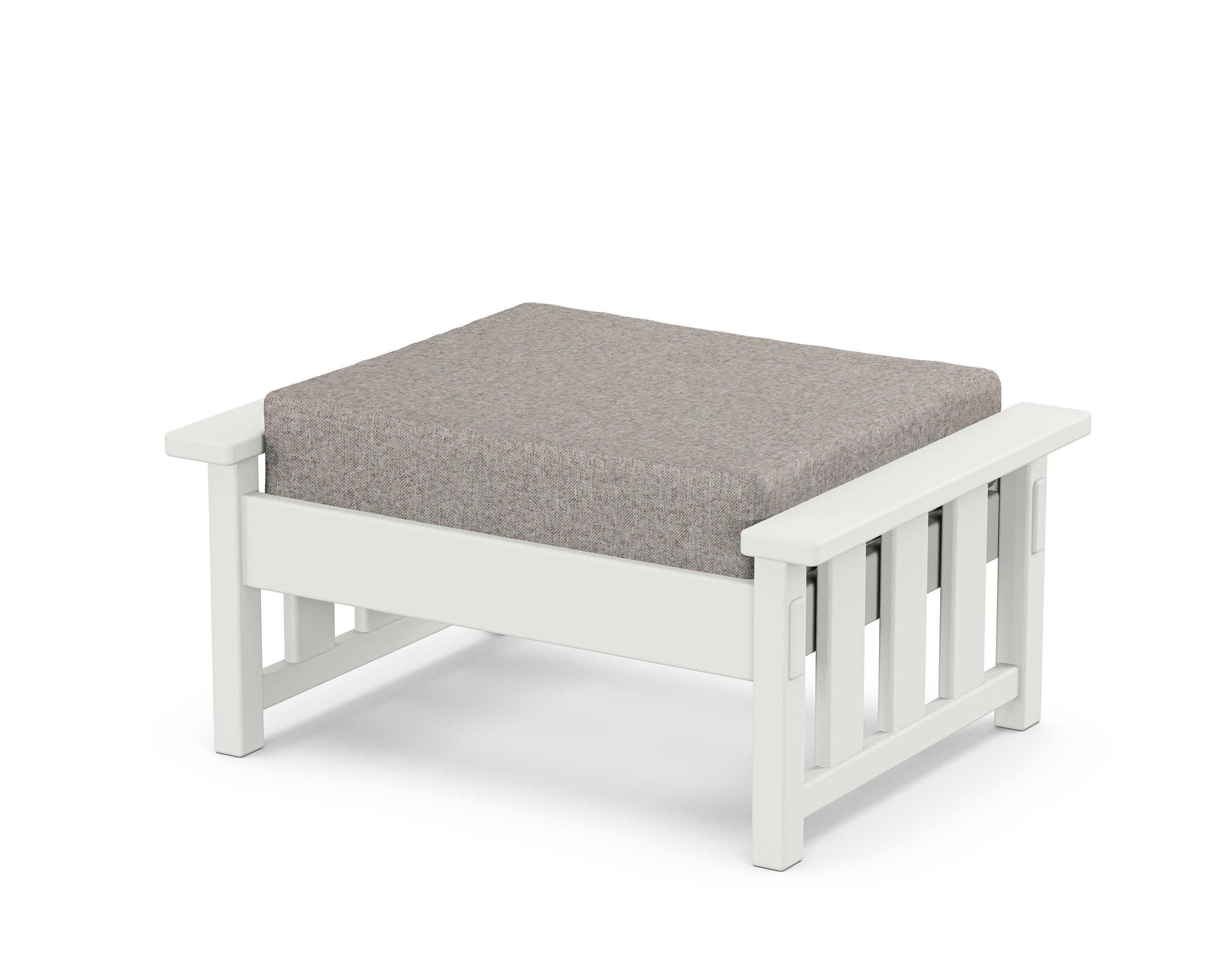 Acadia Deep Seating Ottoman in White / Weathered Tweed
