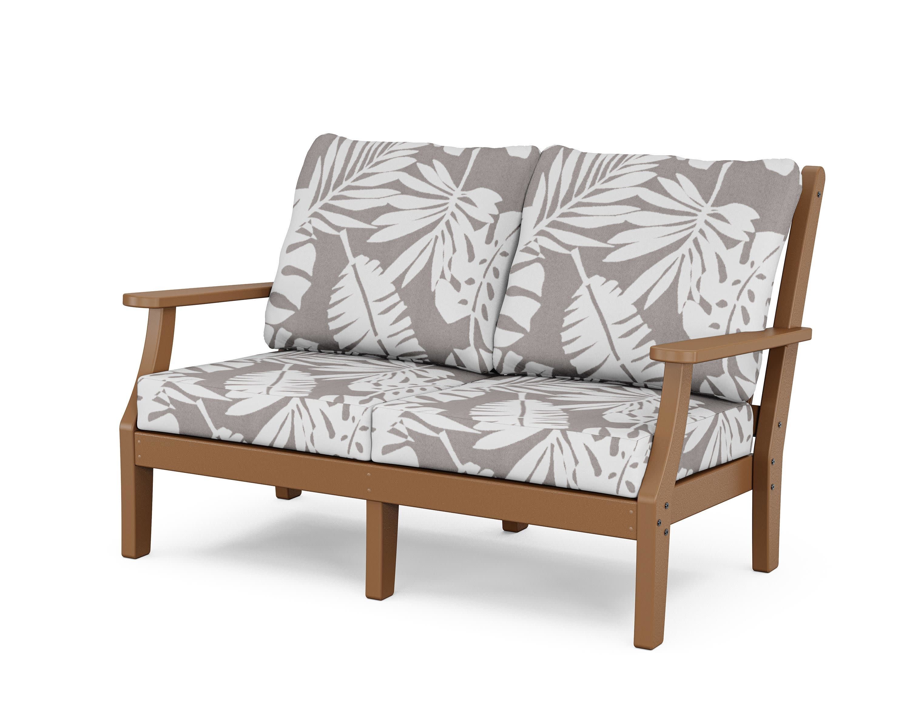 Wovendale Deep Seating Loveseat in Teak / Leaf Grey Mist