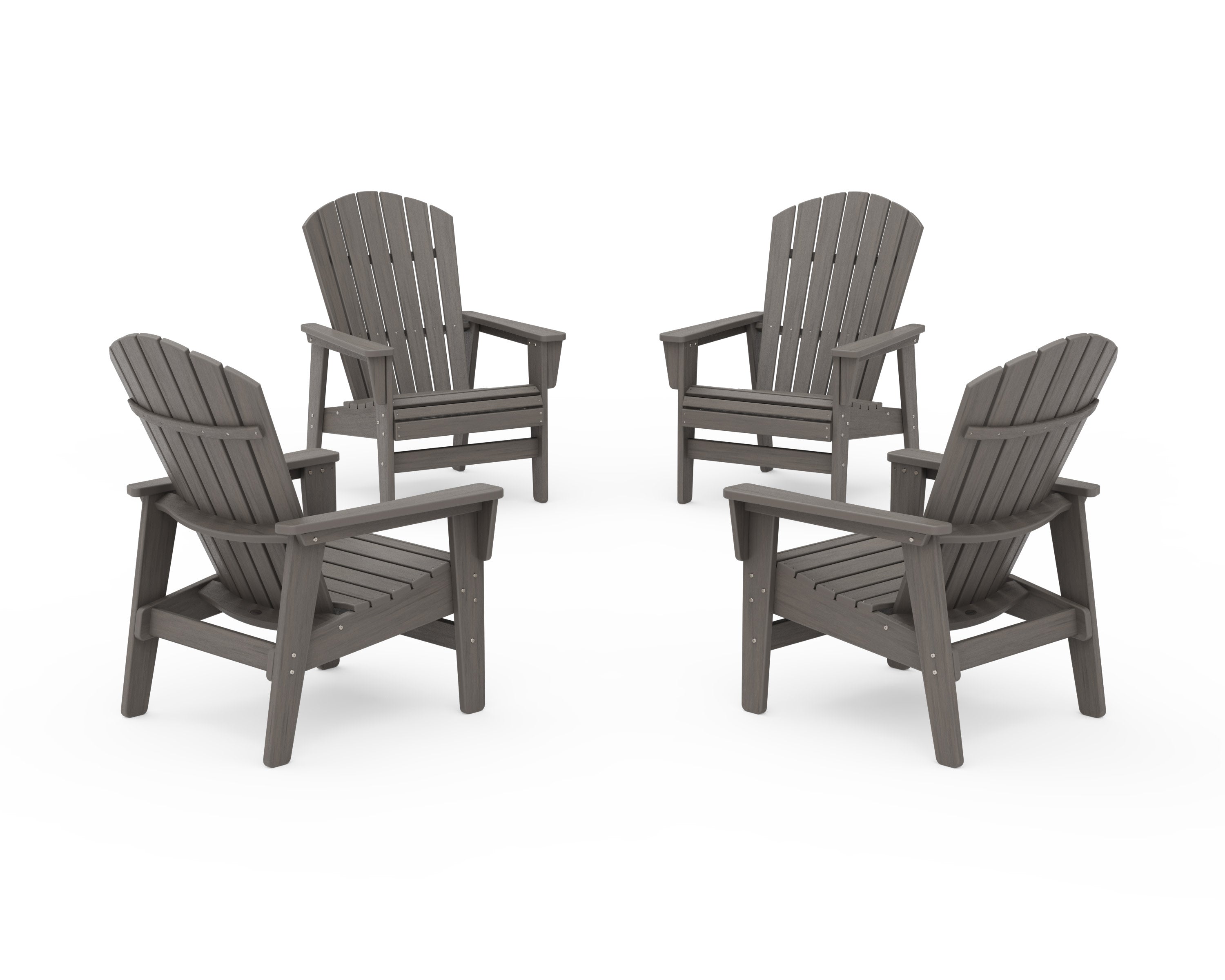 4-Piece Nautical Grand Upright Adirondack Chair Conversation Set in Driftwood