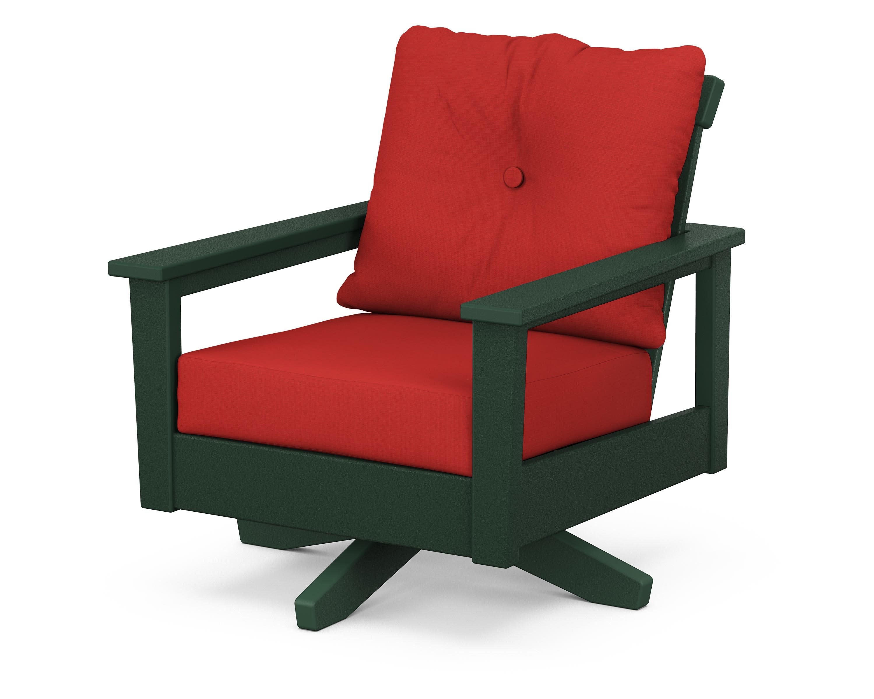 Prescott Deep Seating Swivel Chair in Green / Crimson Linen