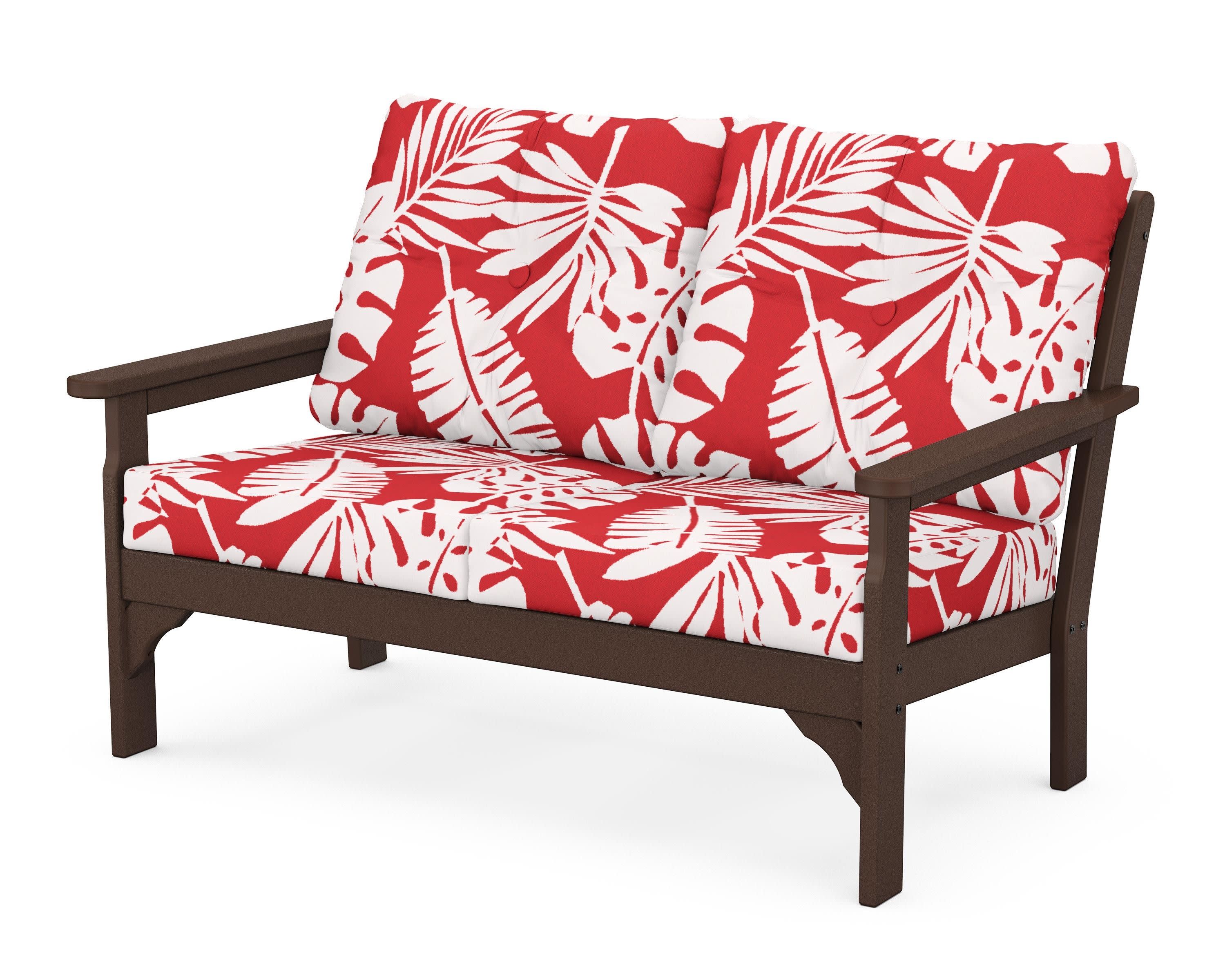 Vineyard Deep Seating Loveseat in Mahogany / Leaf Crimson