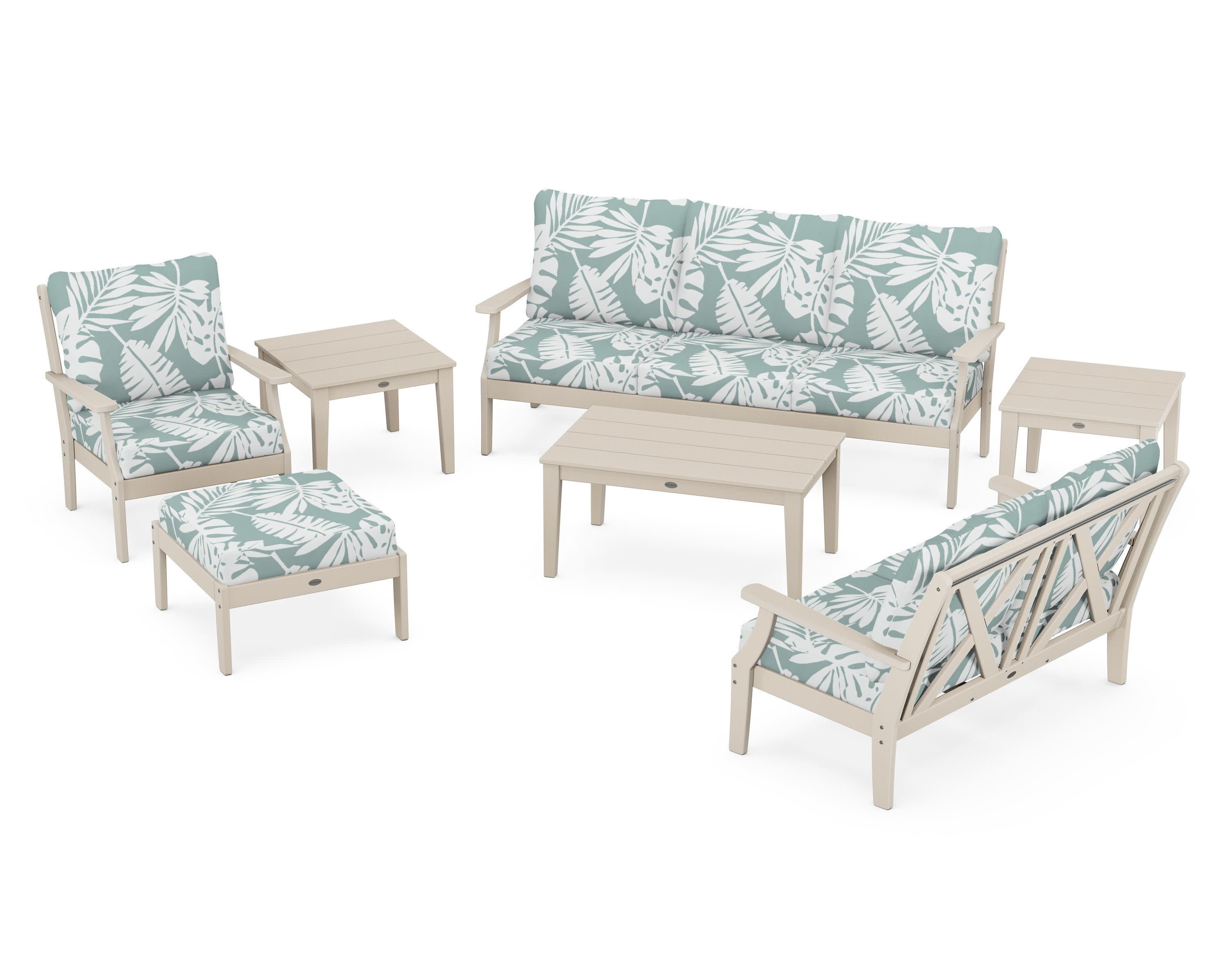 Braxton 7-Piece Deep Seating Set in Sand / Leaf Glacier Spa