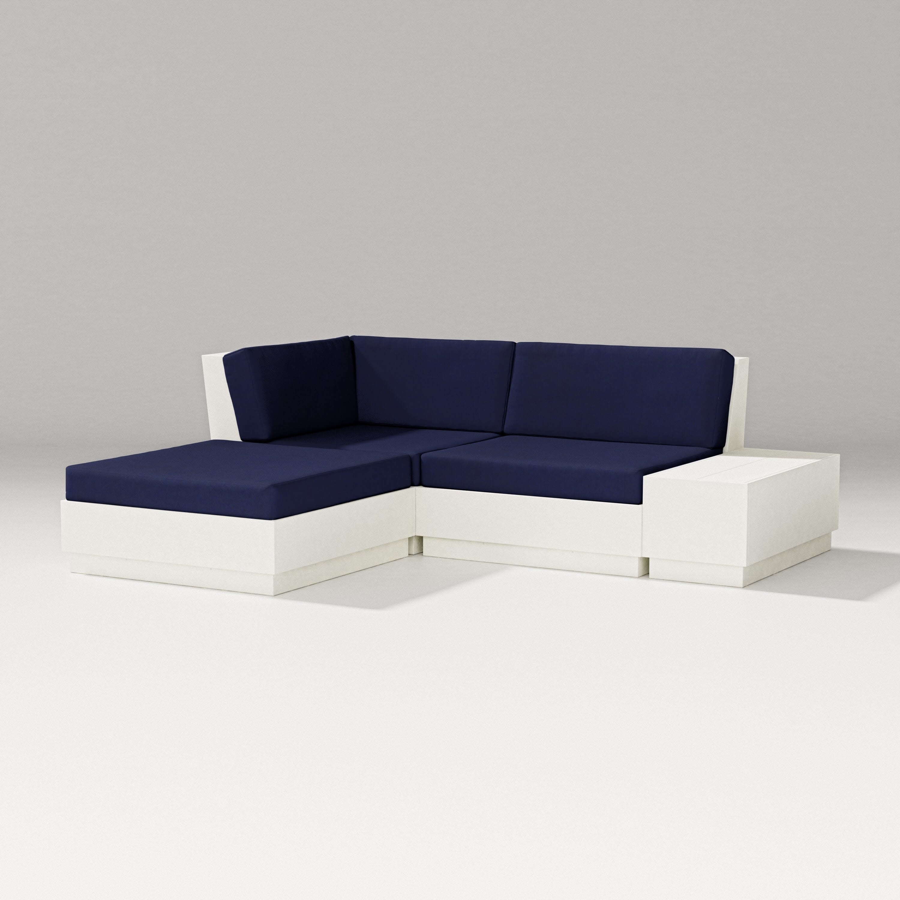 Elevate Loveseat Sectional with Chaise in Vintage White / Navy
