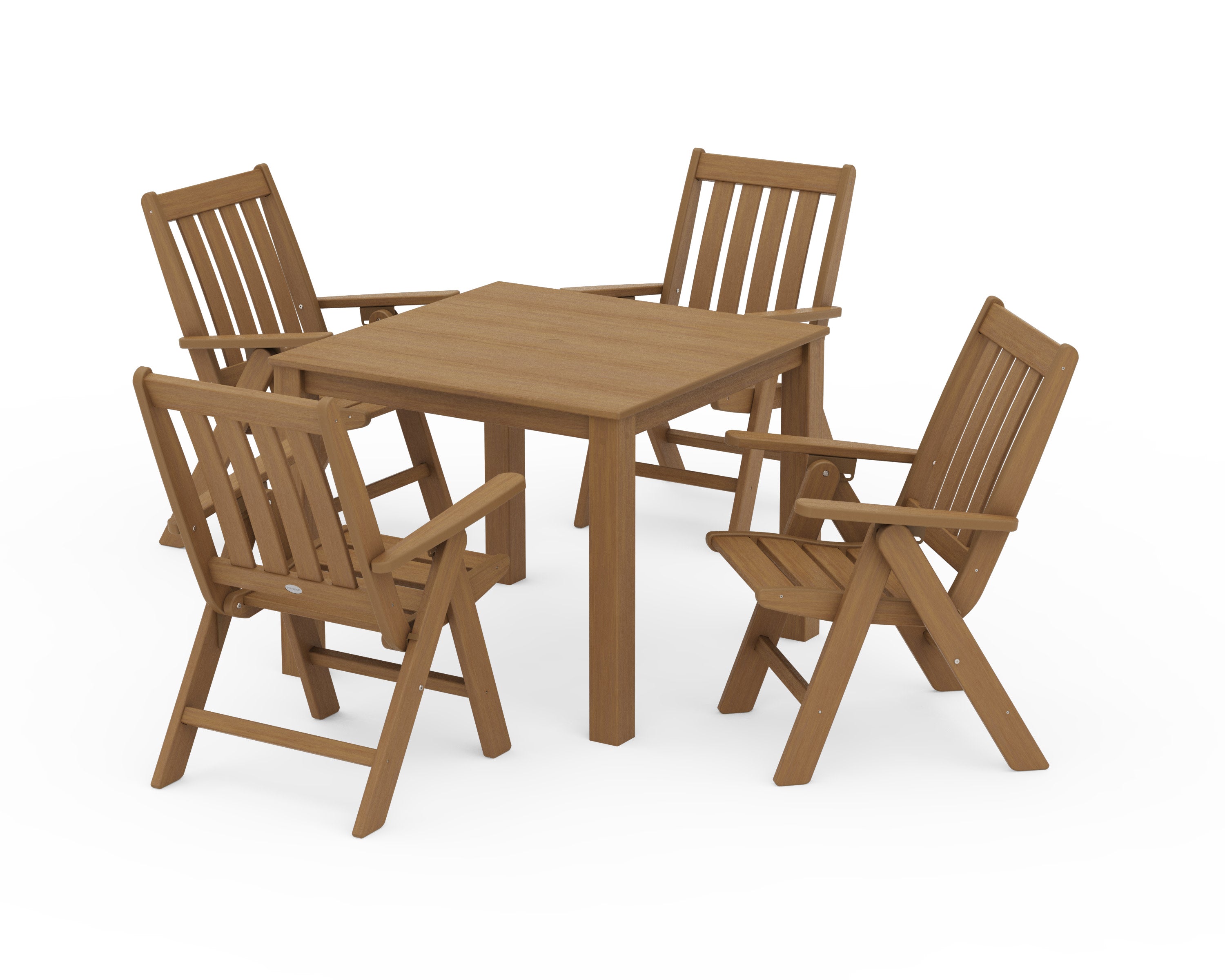 Vineyard Folding Chair 5-Piece Parsons Dining Set in Natural