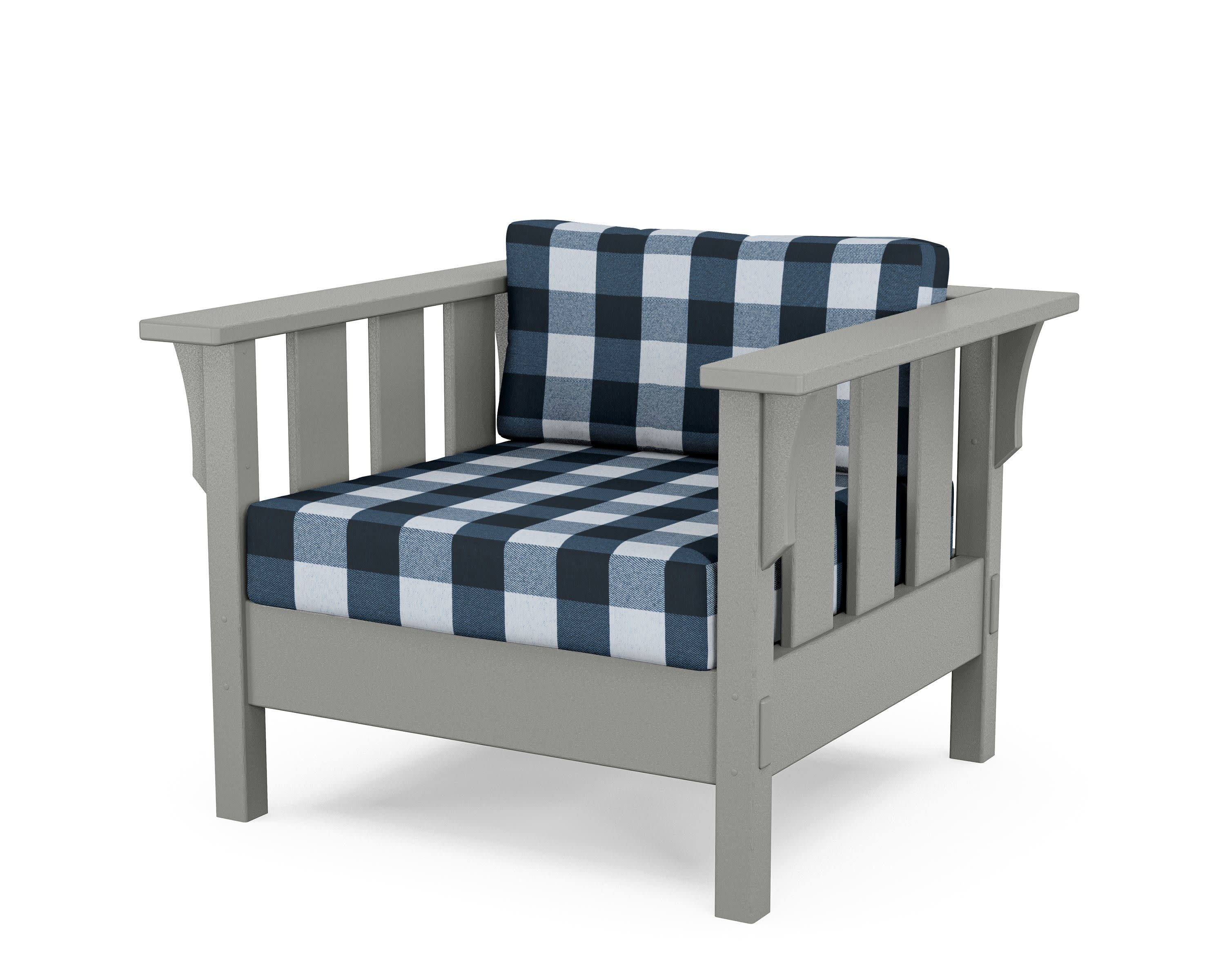 Acadia Deep Seating Chair in Slate Grey / Buffalo Plaid Marine Indigo