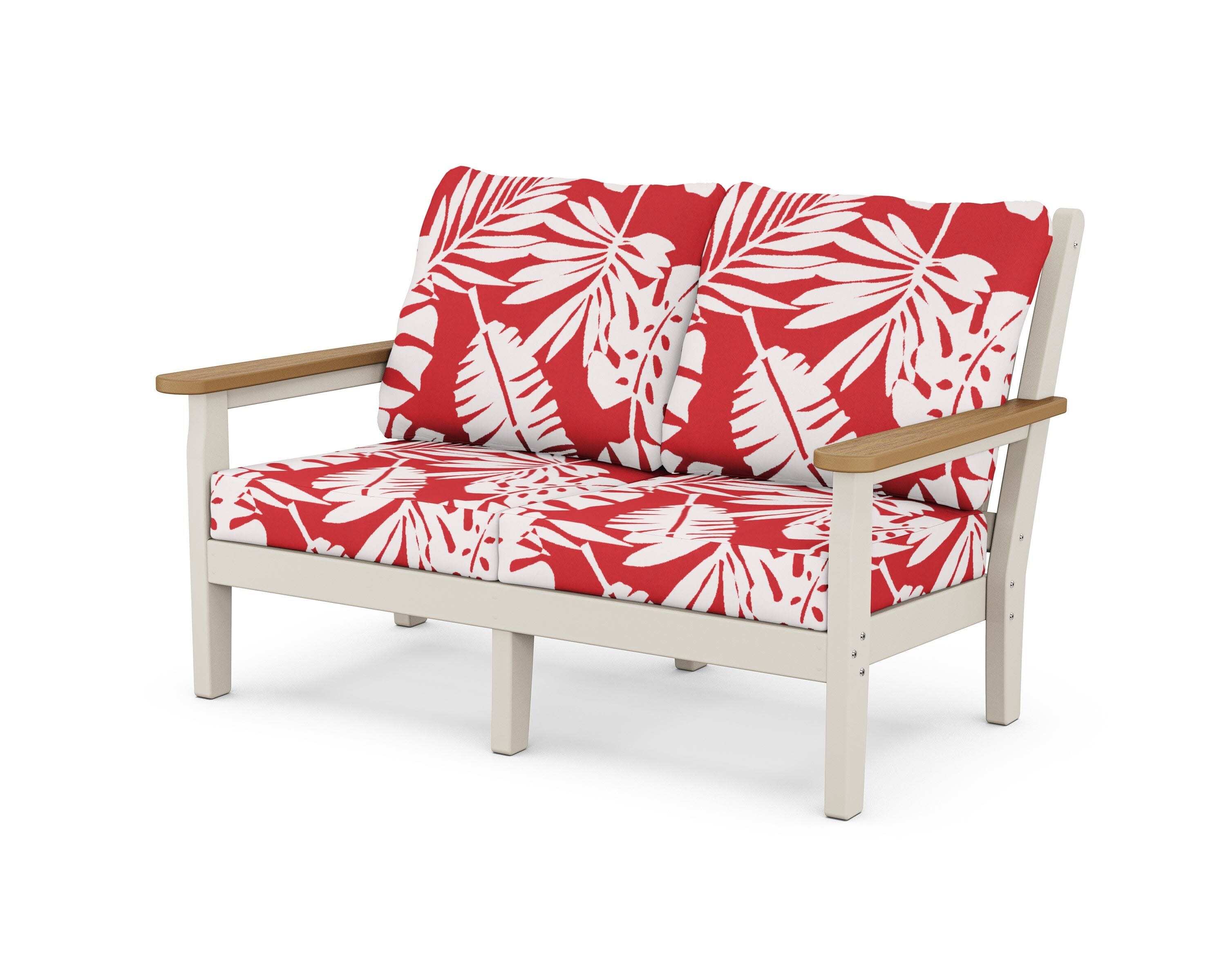 Chippendale Deep Seating Loveseat in Sand / Natural / Leaf Crimson