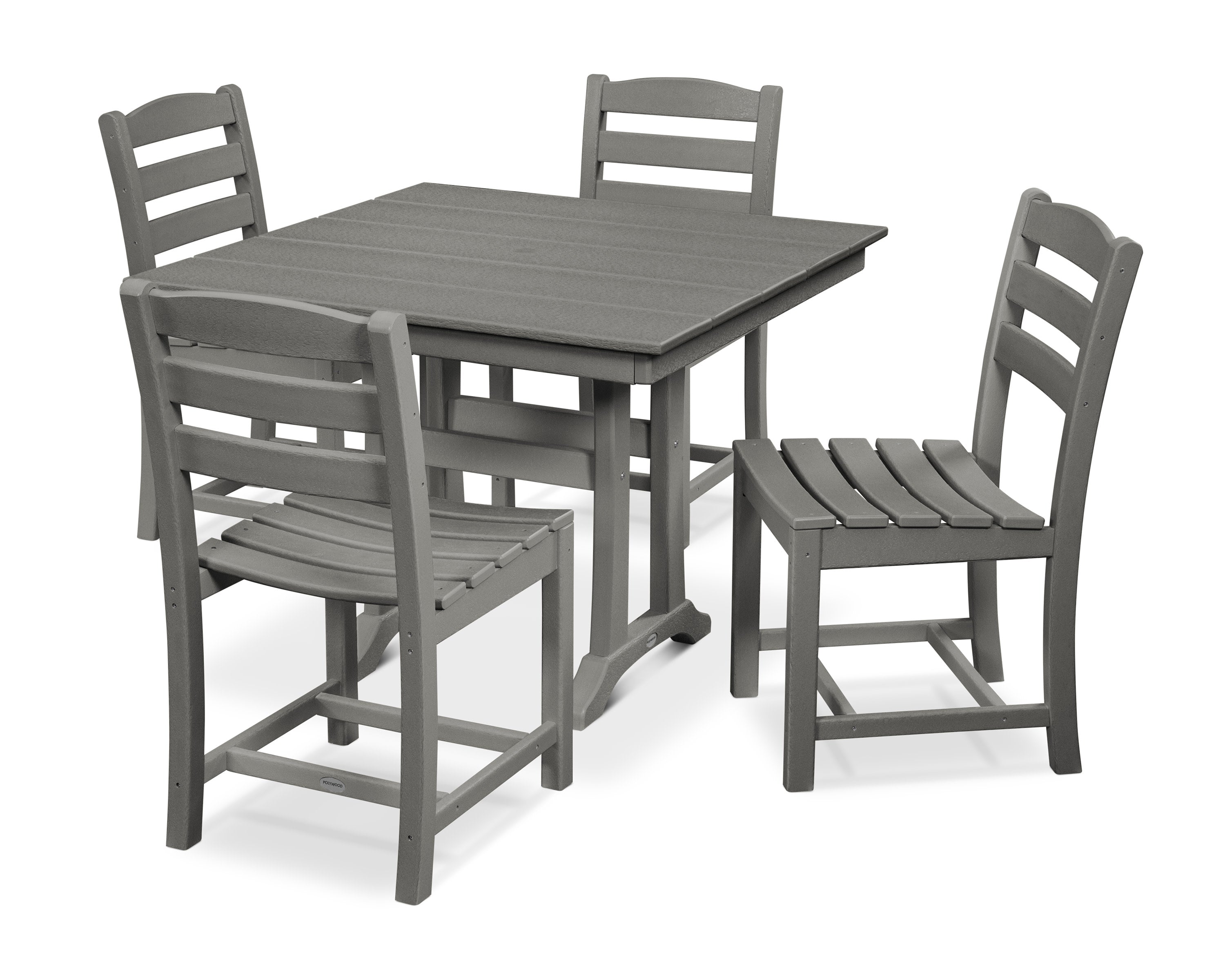 La Casa Caf 5-Piece Farmhouse Trestle Side Chair Dining Set in Slate Grey