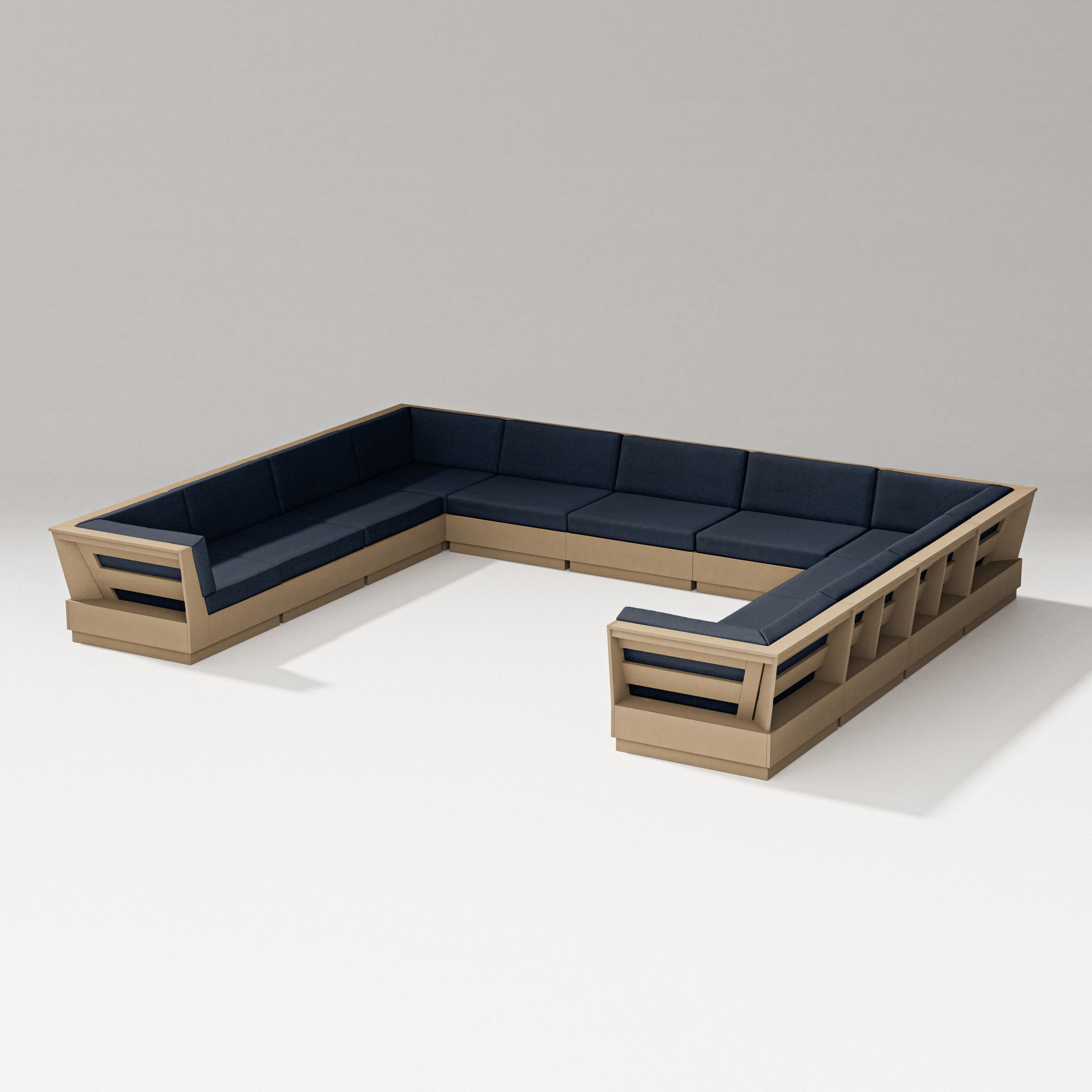 Elevate Large U-Shaped Sectional in Vintage Sahara / Marine Indigo