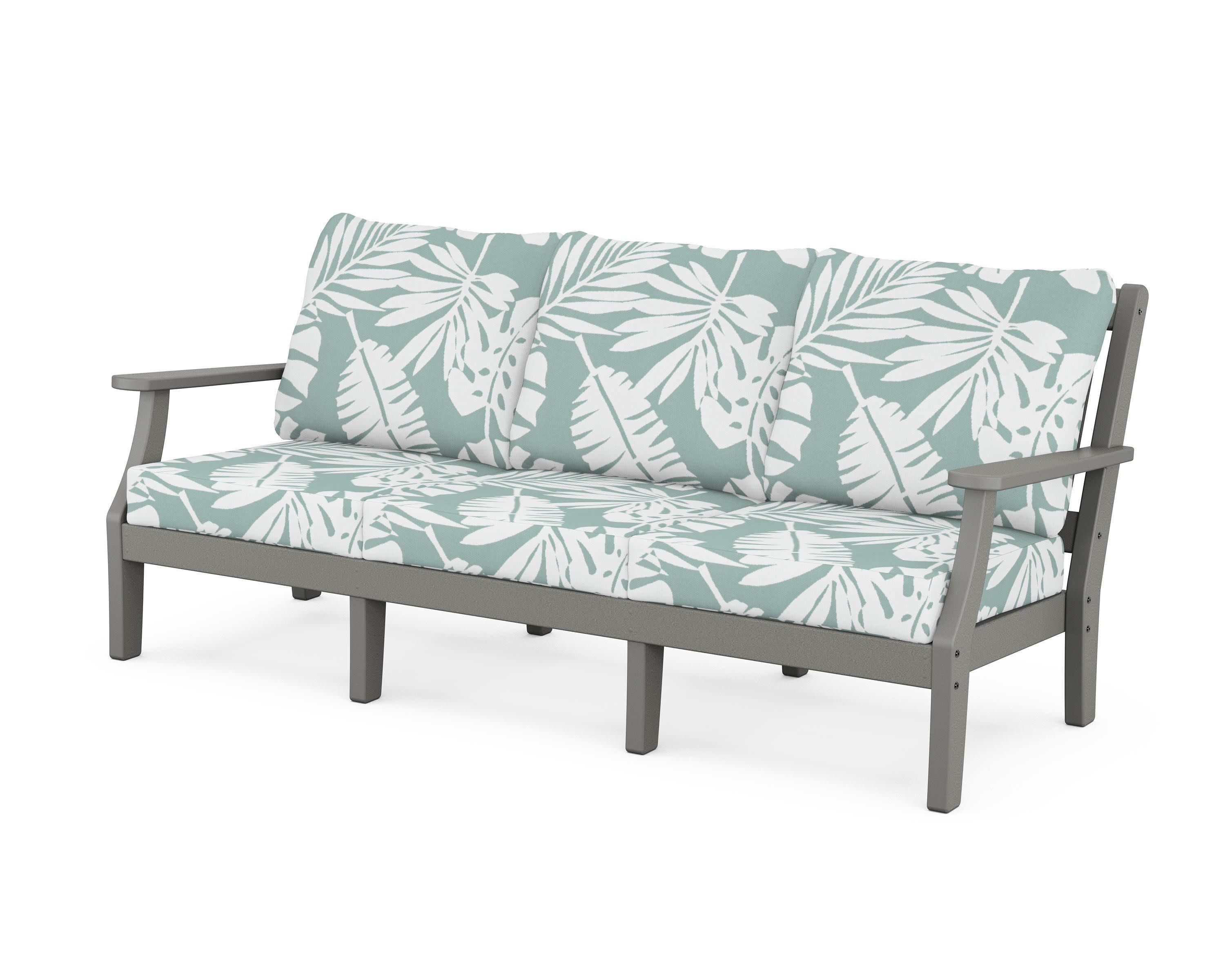 Chinoiserie Deep Seating Sofa in Slate Grey / Leaf Glacier Spa