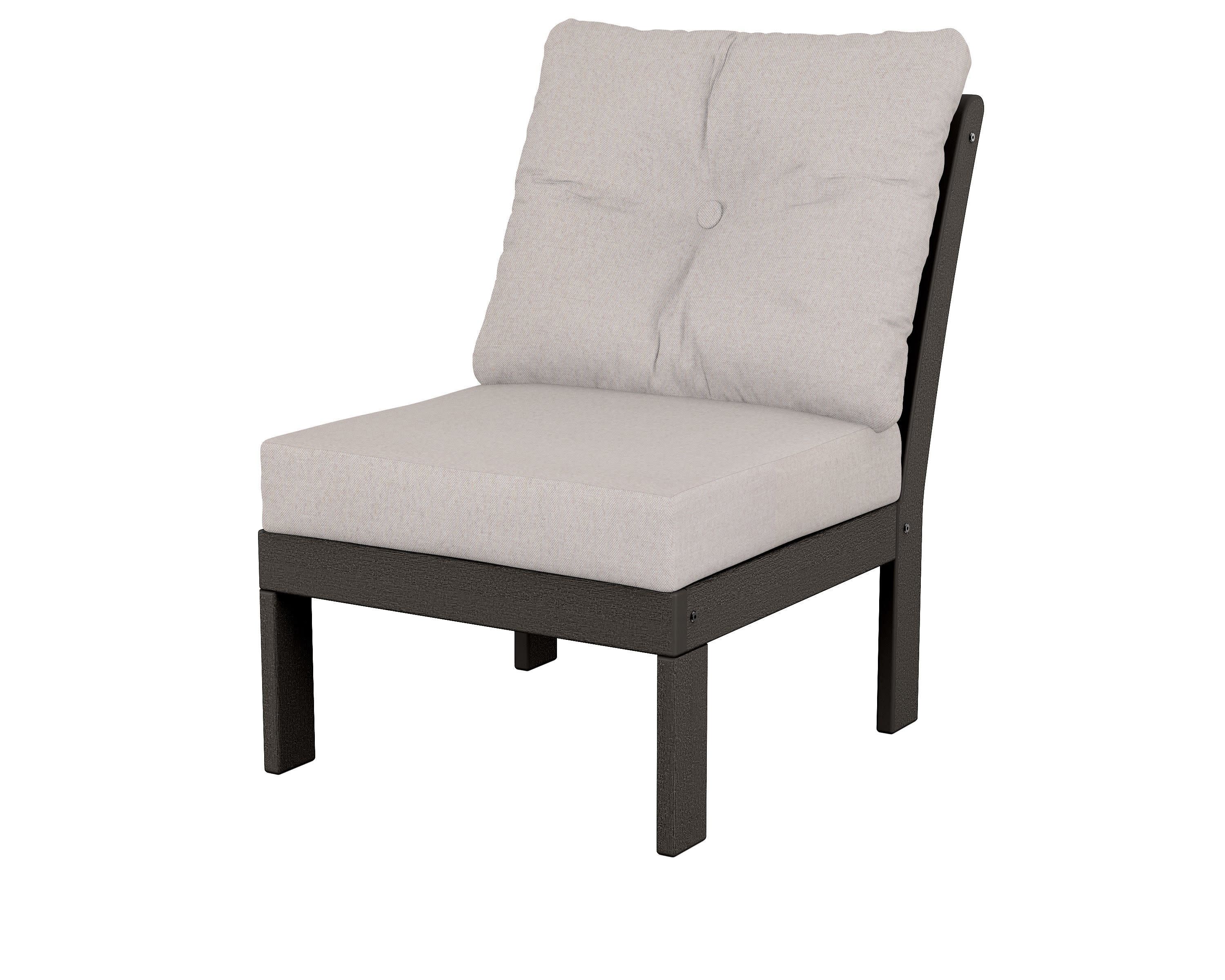 Vineyard Modular Armless Chair in Vintage Coffee / Dune Burlap