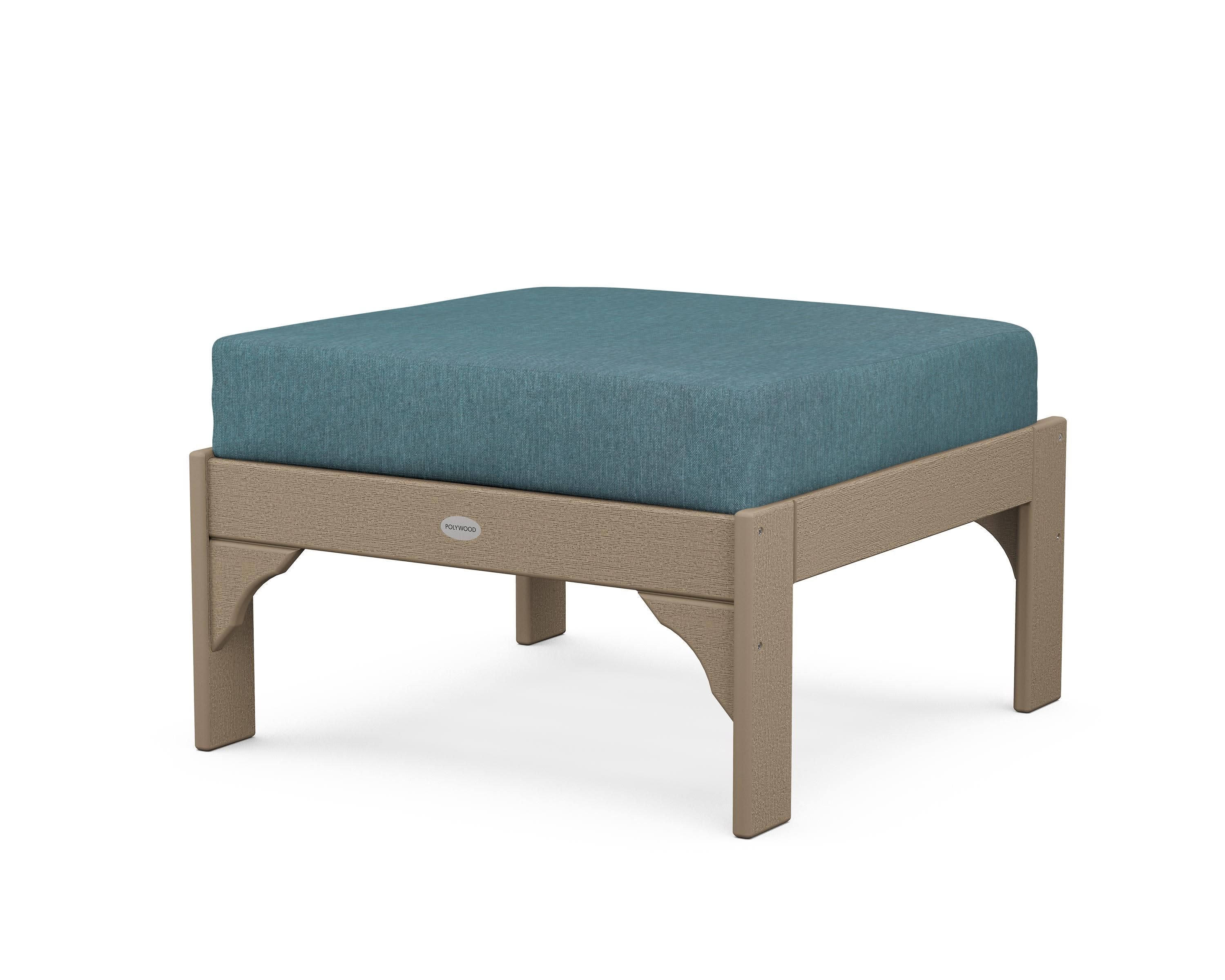 Vineyard Deep Seating Ottoman in Vintage Sahara / Ocean Teal