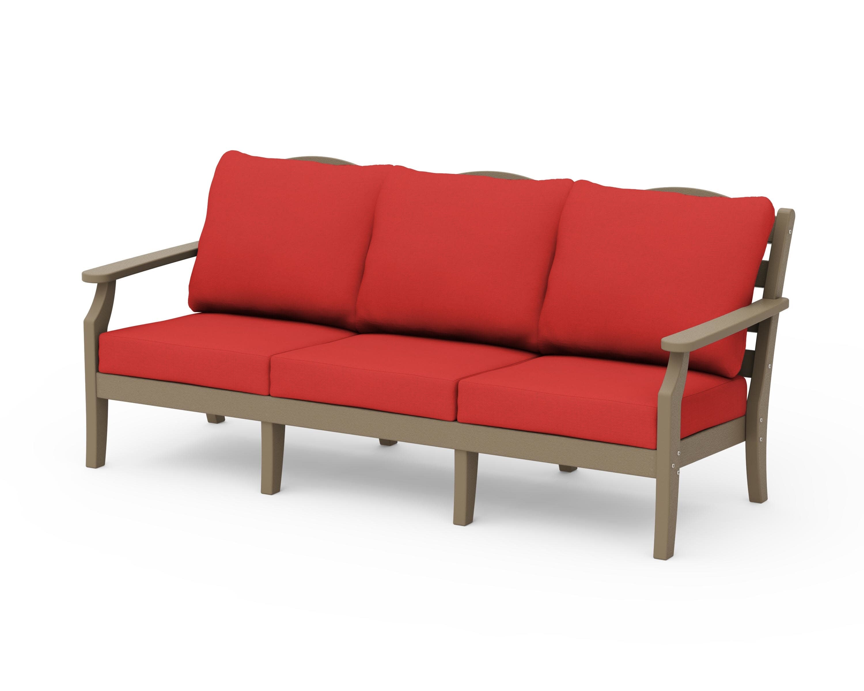 Savannah Deep Seating Sofa in Vintage Sahara / Crimson Linen
