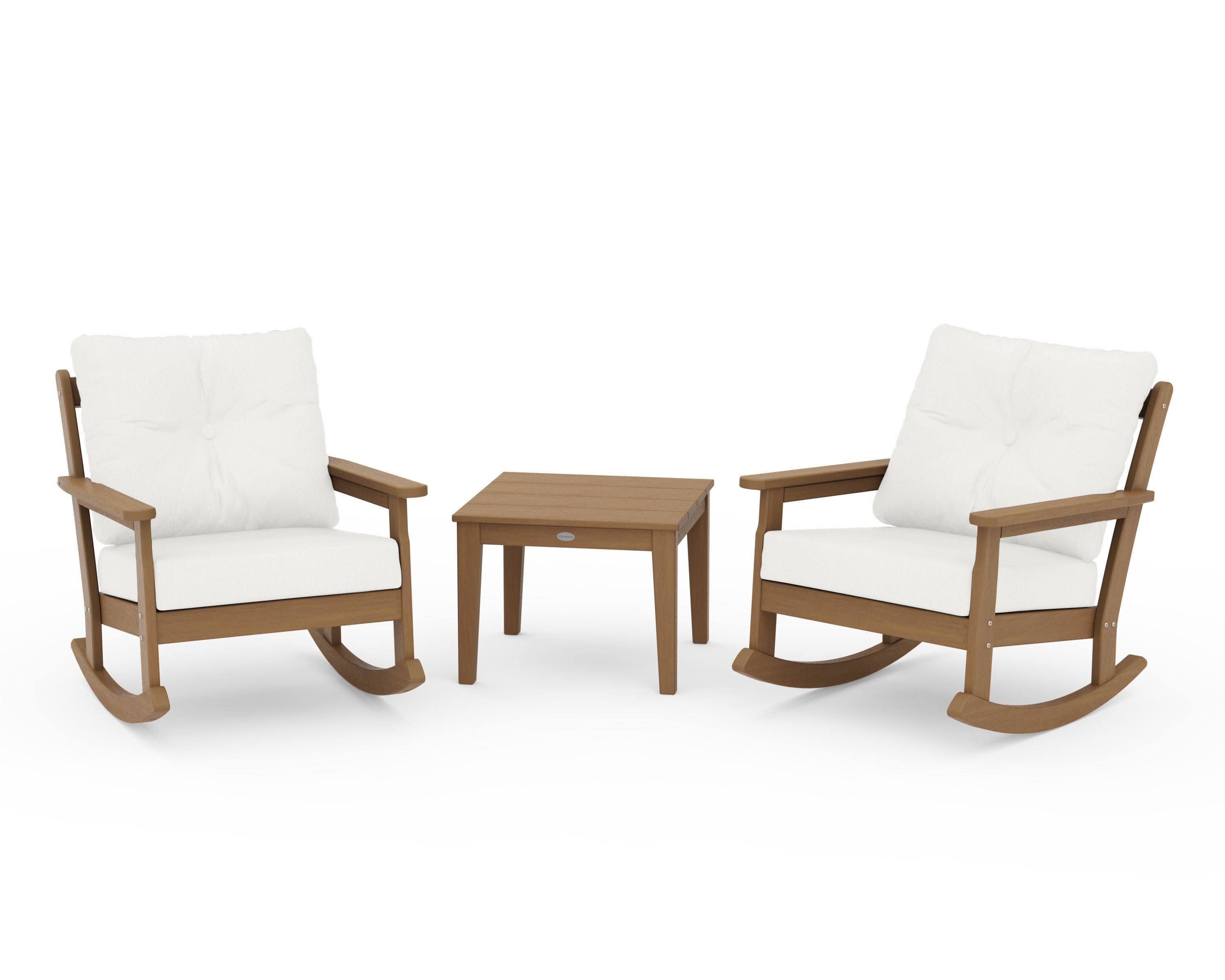 Vineyard 3-Piece Deep Seating Rocker Set in Natural / Natural Linen