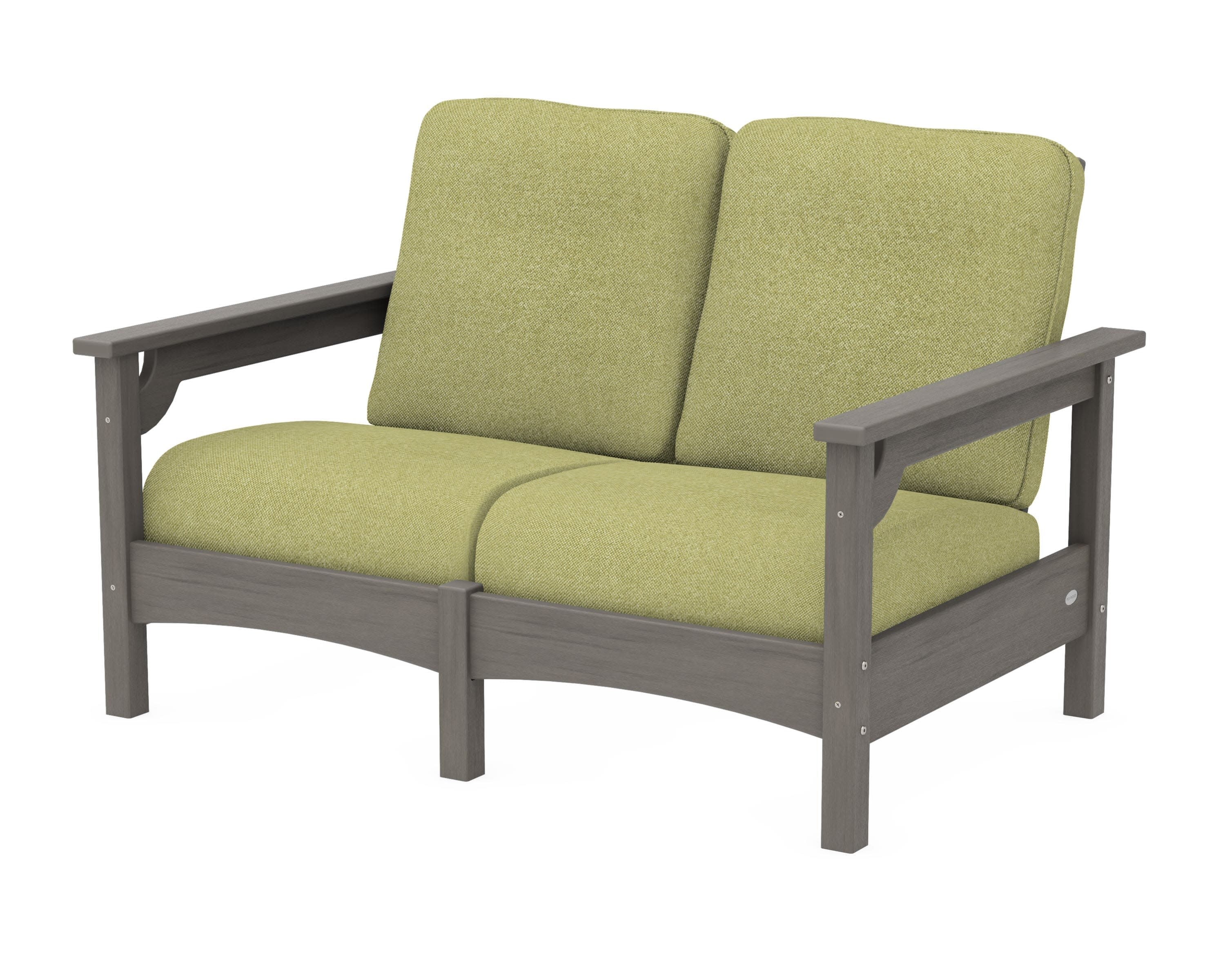 Club Loveseat in Driftwood / Chartreuse Boucle