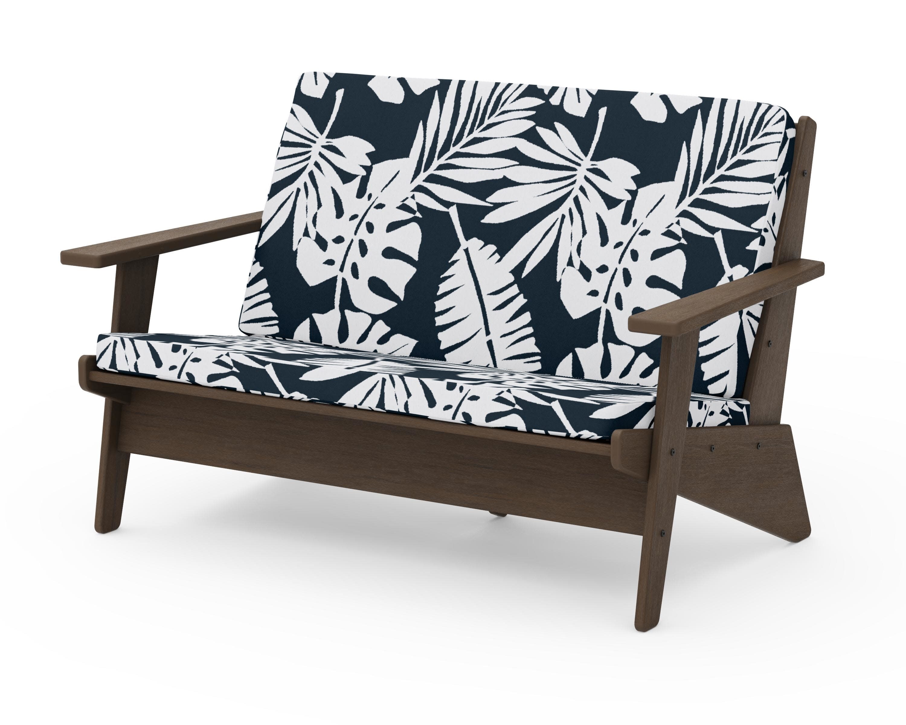 Riviera Modern Lounge Loveseat in Kona / Leaf Marine Indigo