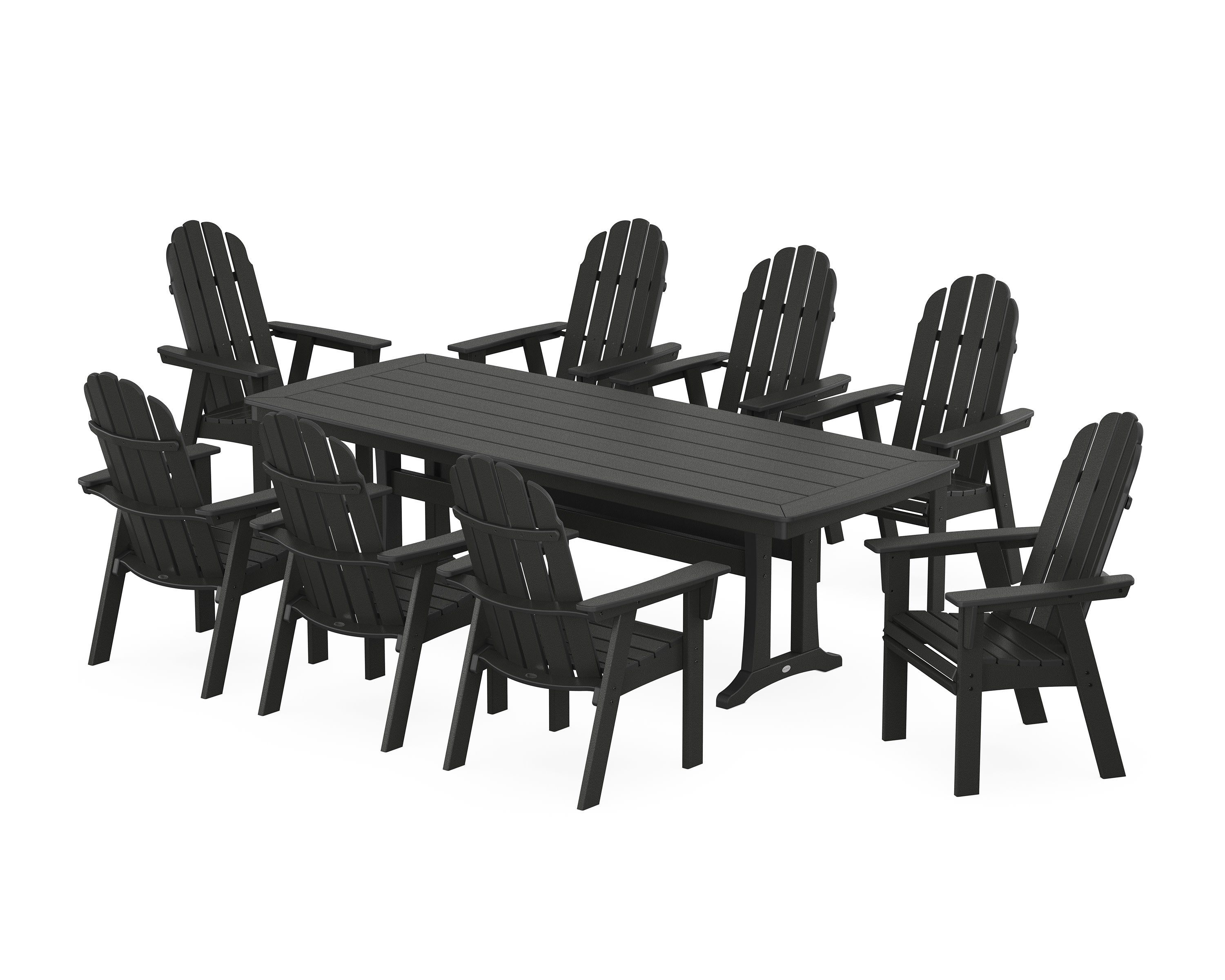 Vineyard Curveback Adirondack 9-Piece Dining Set with Trestle Legs in Black