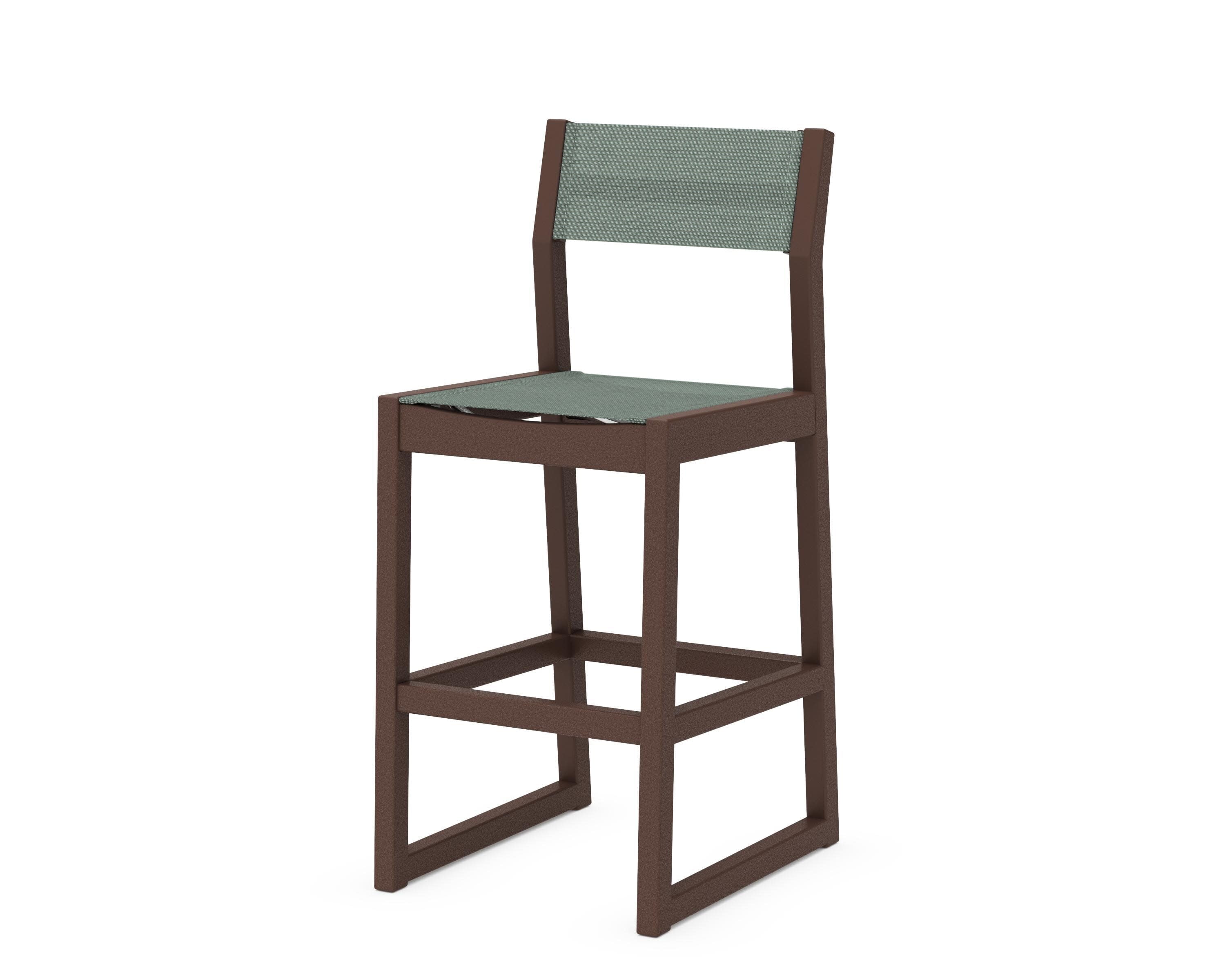 EDGE Sling Bar Side Chair in Mahogany / Dupioni Sea Mist Sling