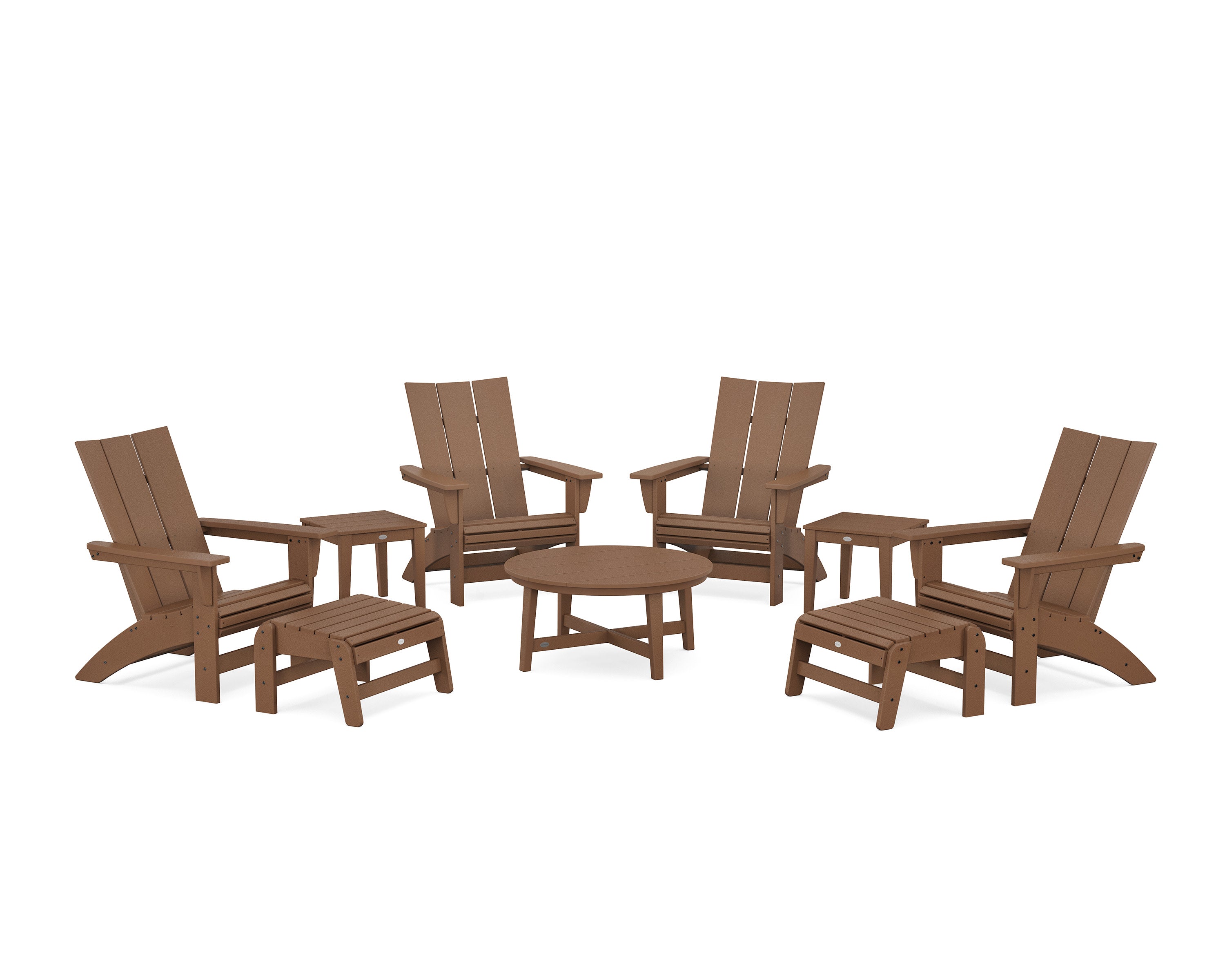 Modern Grand Adirondack 9-Piece Conversation Set in Teak