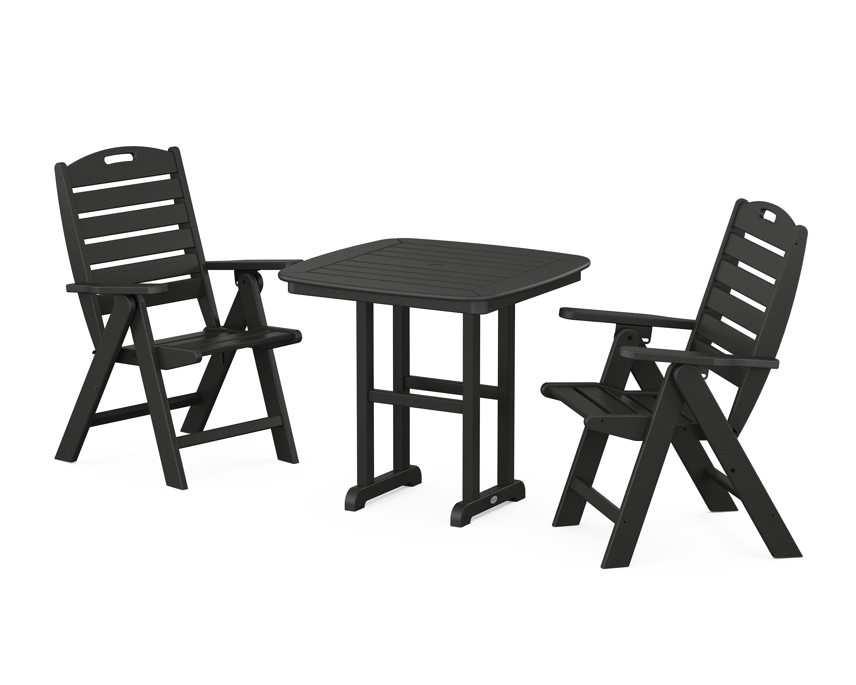 Nautical Folding Highback Chair 3-Piece Dining Set in Black