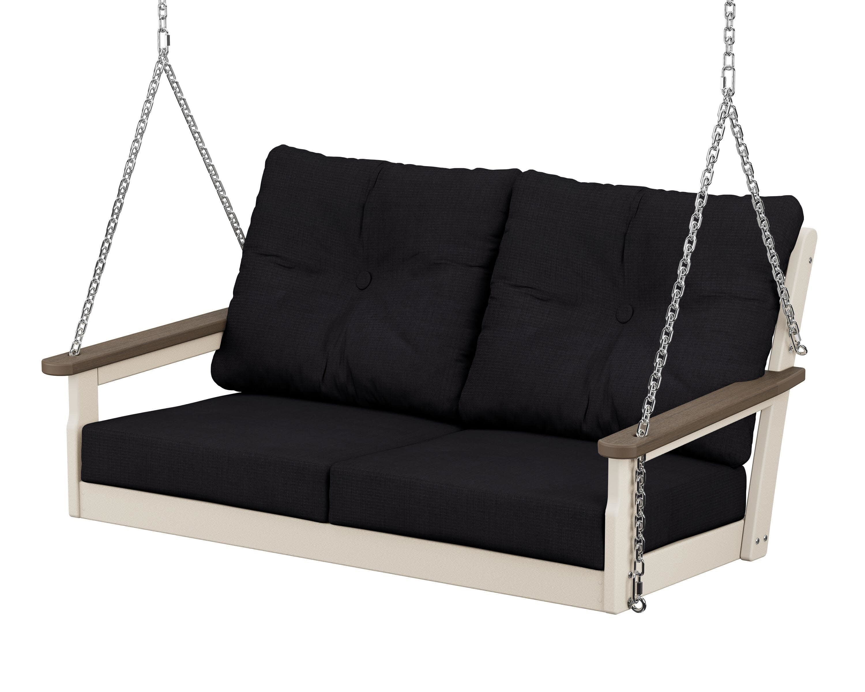 Vineyard Deep Seating Swing in Sand / Kona / Midnight Linen