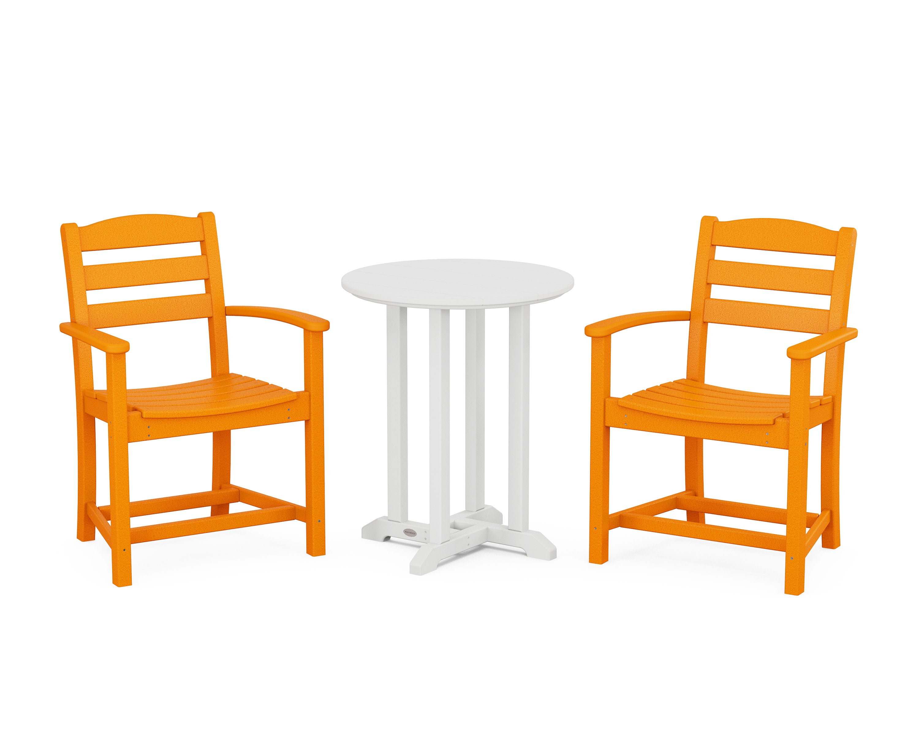 La Casa Caf 3-Piece Round Bistro Dining Set in Tangerine / White