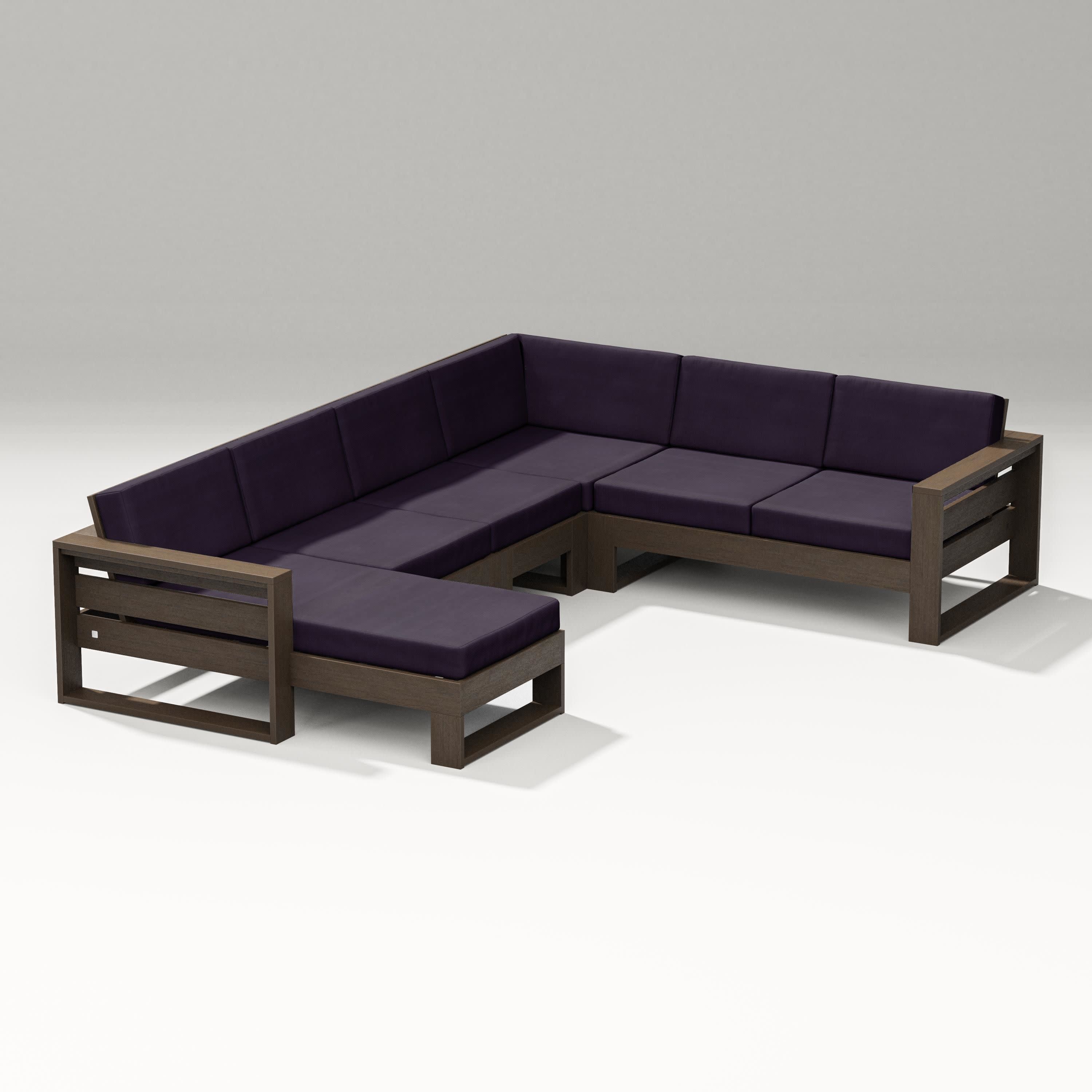 Latitude Corner Sectional with Left Chaise in Kona / Navy Linen