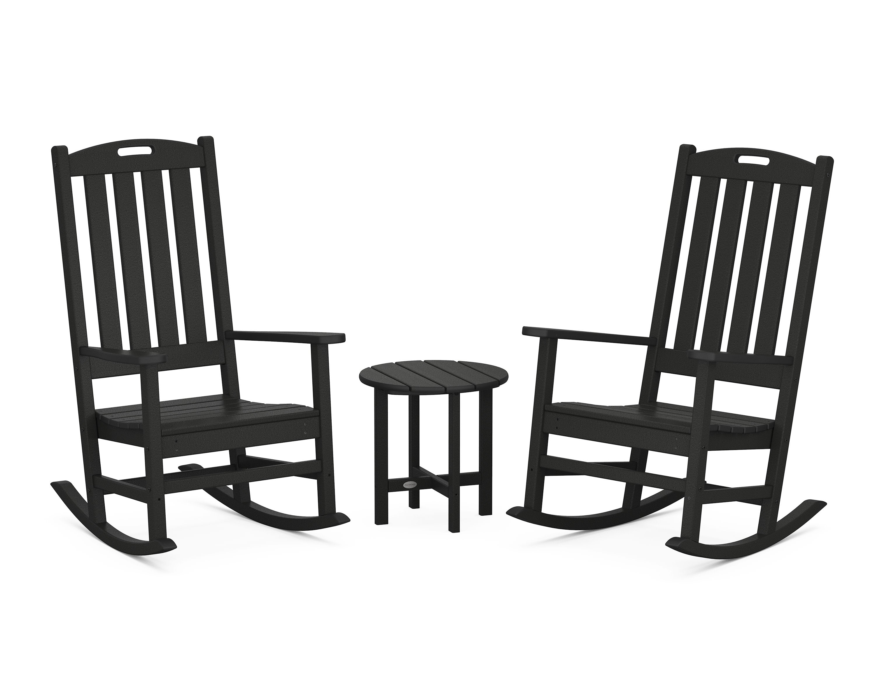 Nautical 3-Piece Porch Rocking Chair Set in Black