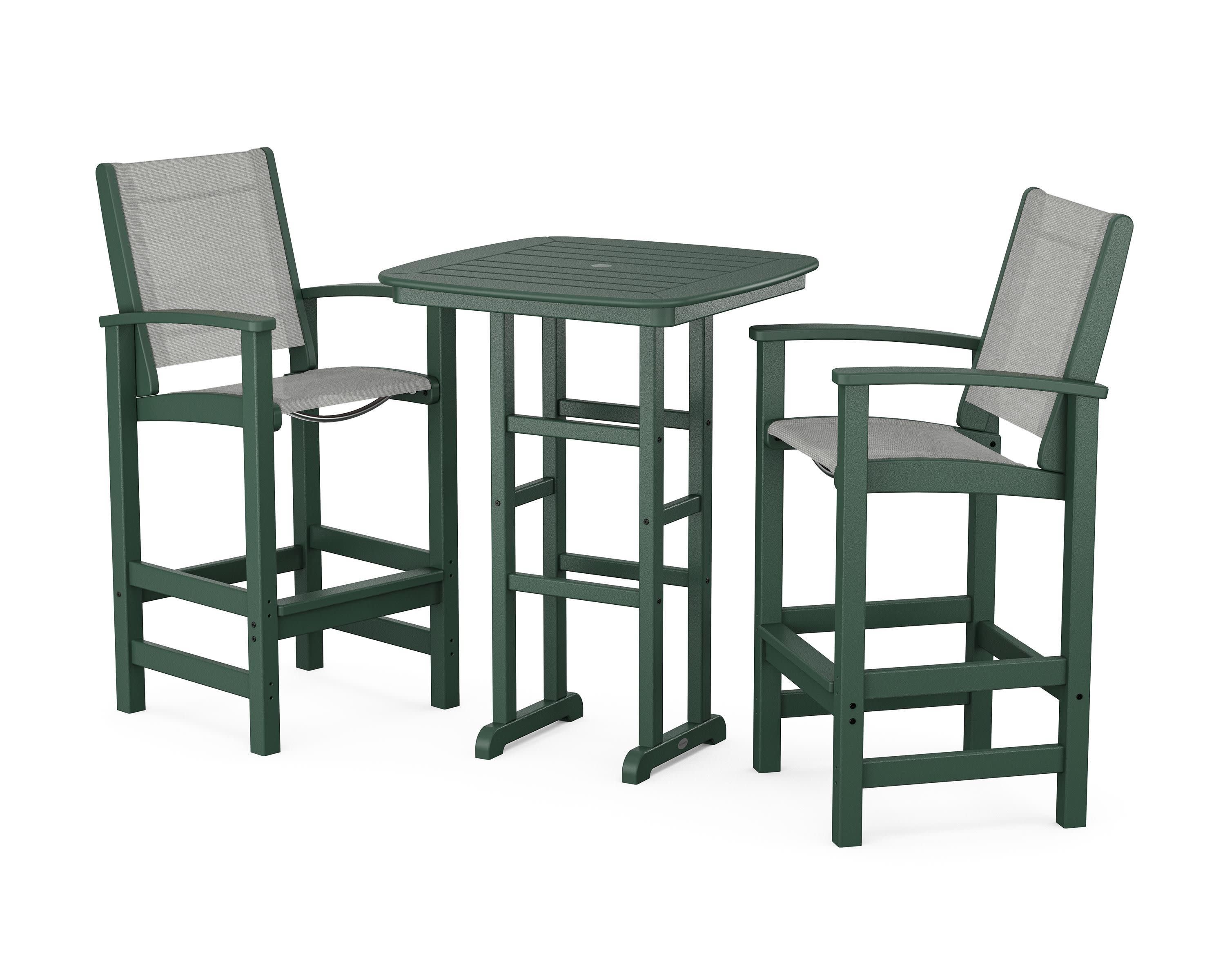Coastal 3-Piece Bar Set in Green / Metallic Sling