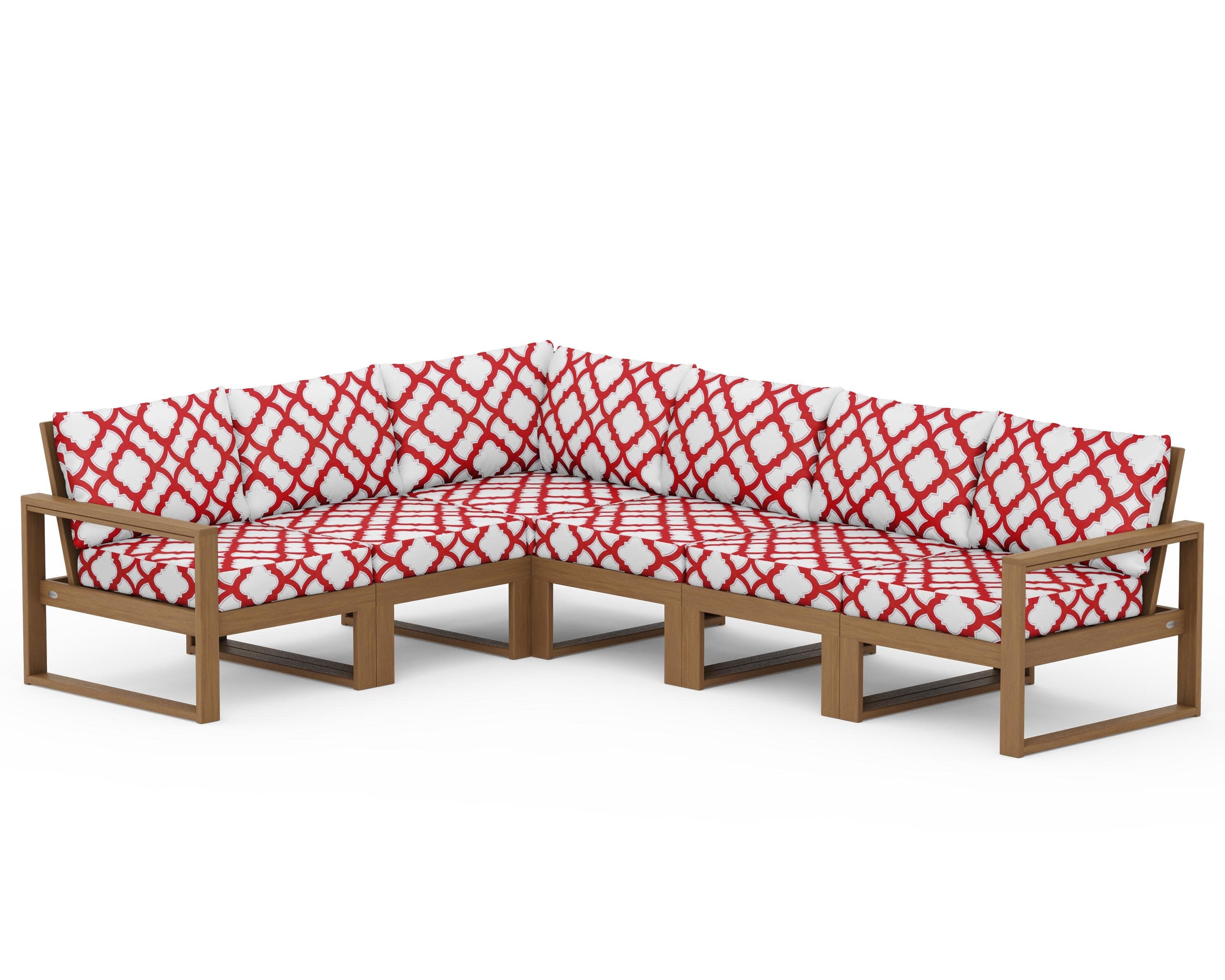 EDGE 6-Piece Modular Deep Seating Set in Natural / Trellis Crimson
