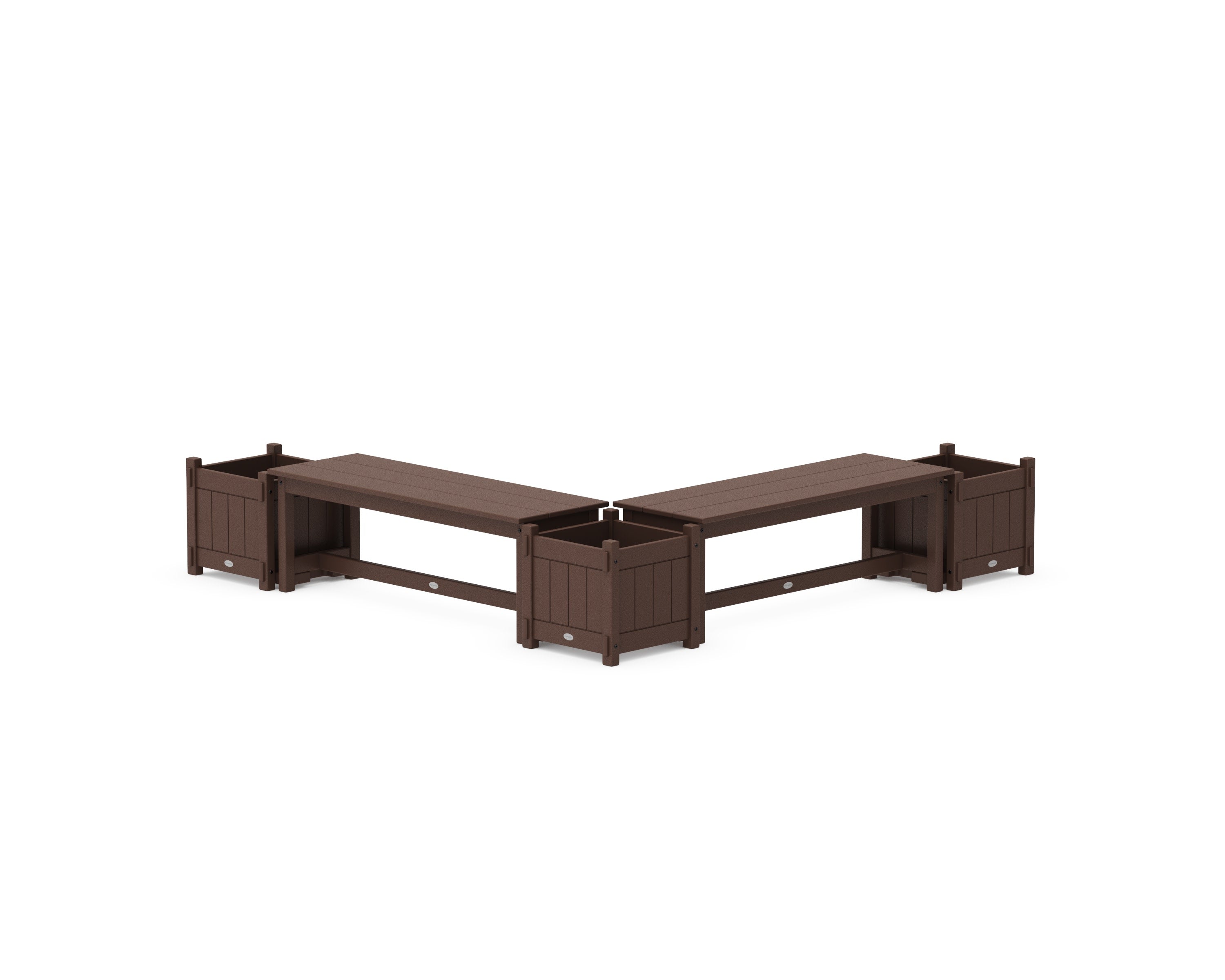 48" Vineyard L- Shaped Planter Bench Corner Set in Mahogany