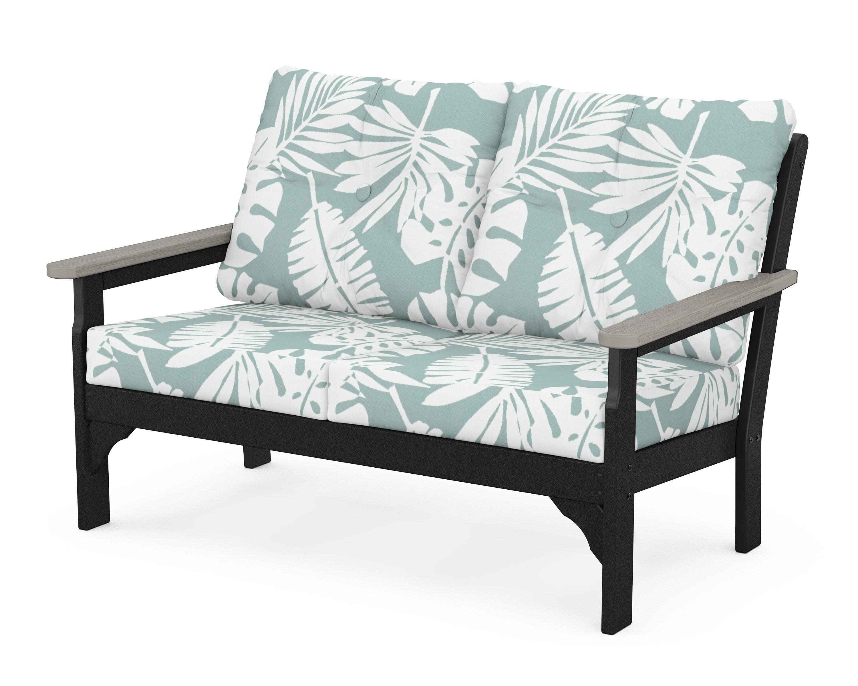 Vineyard Deep Seating Loveseat in Black / Driftwood / Leaf Glacier Spa