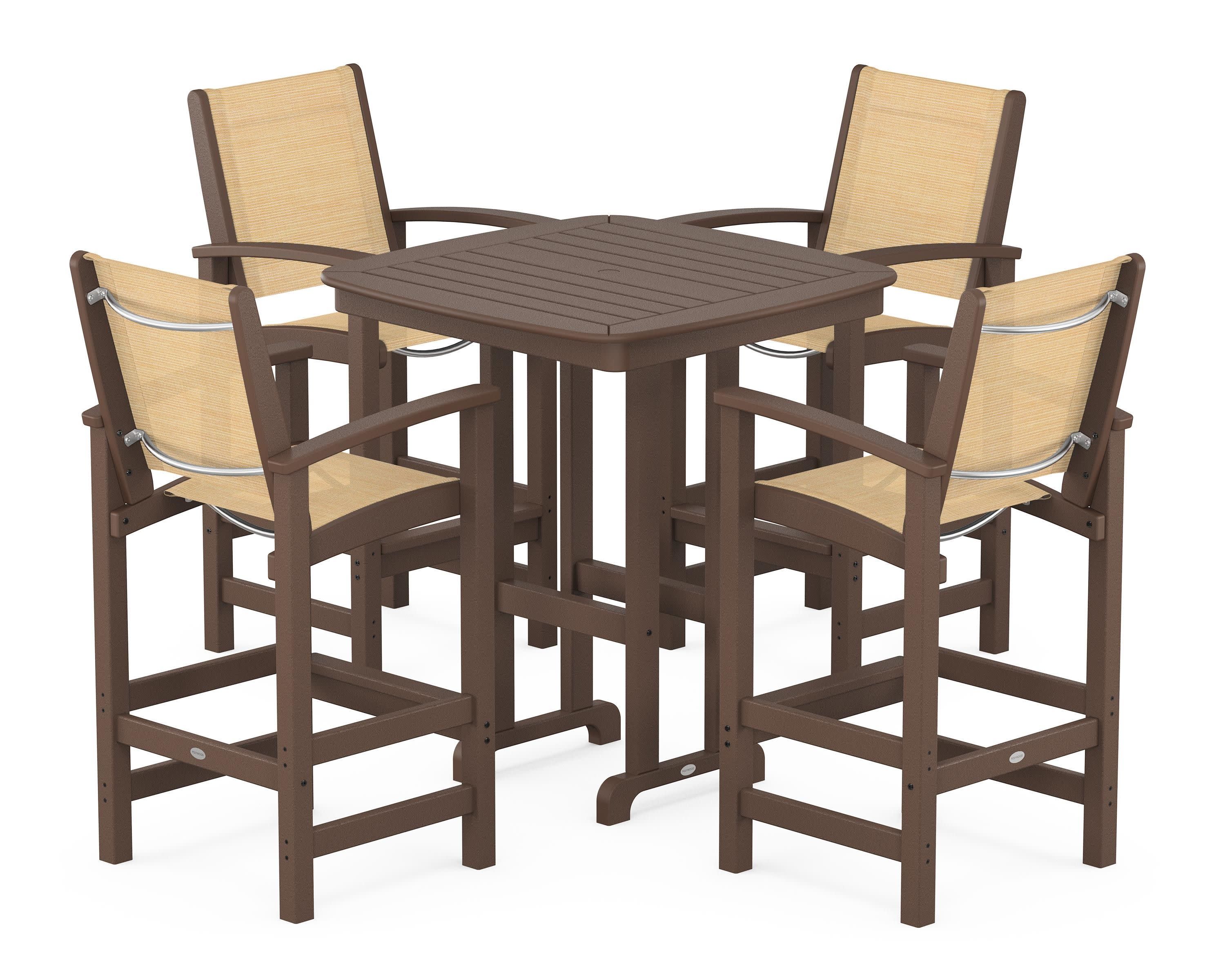 Coastal 5-Piece Bar Set in Mahogany / Dupioni Apricot Sling