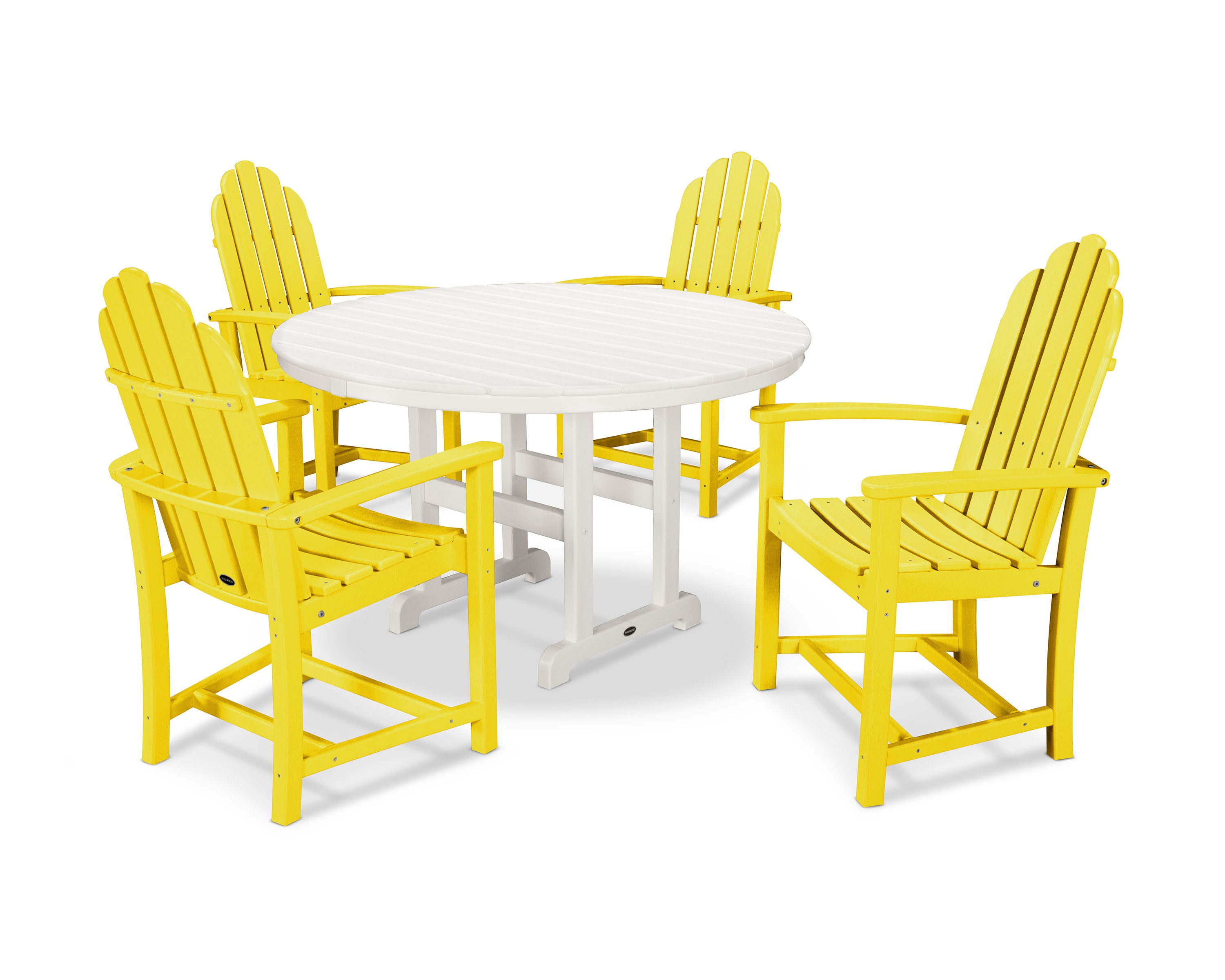 Classic Adirondack 5-Piece Round Farmhouse Dining Set in Lemon / White