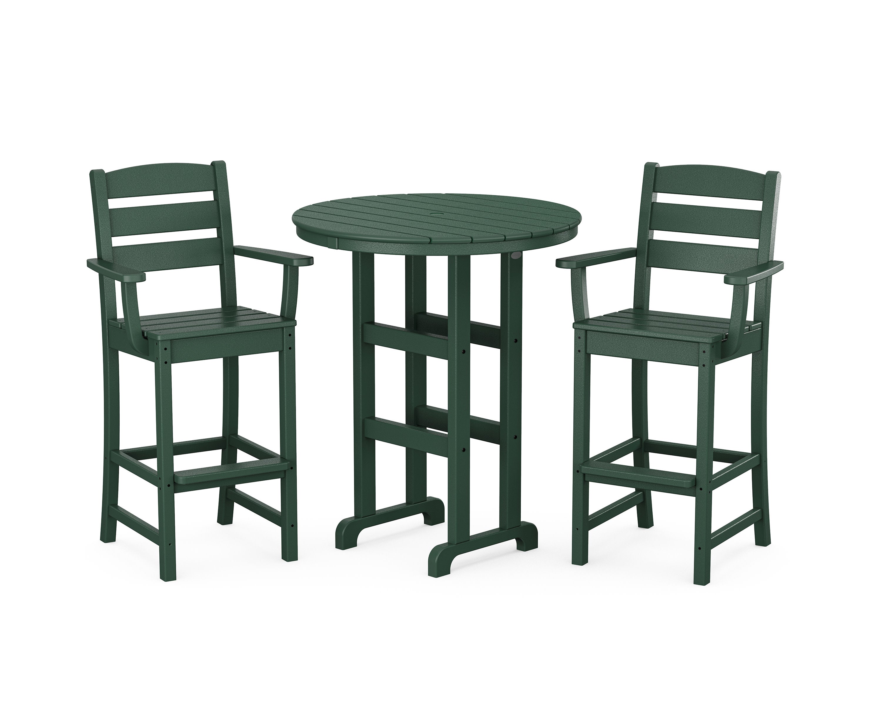 Lakeside 3-Piece Round Bar Arm Chair Set in Green
