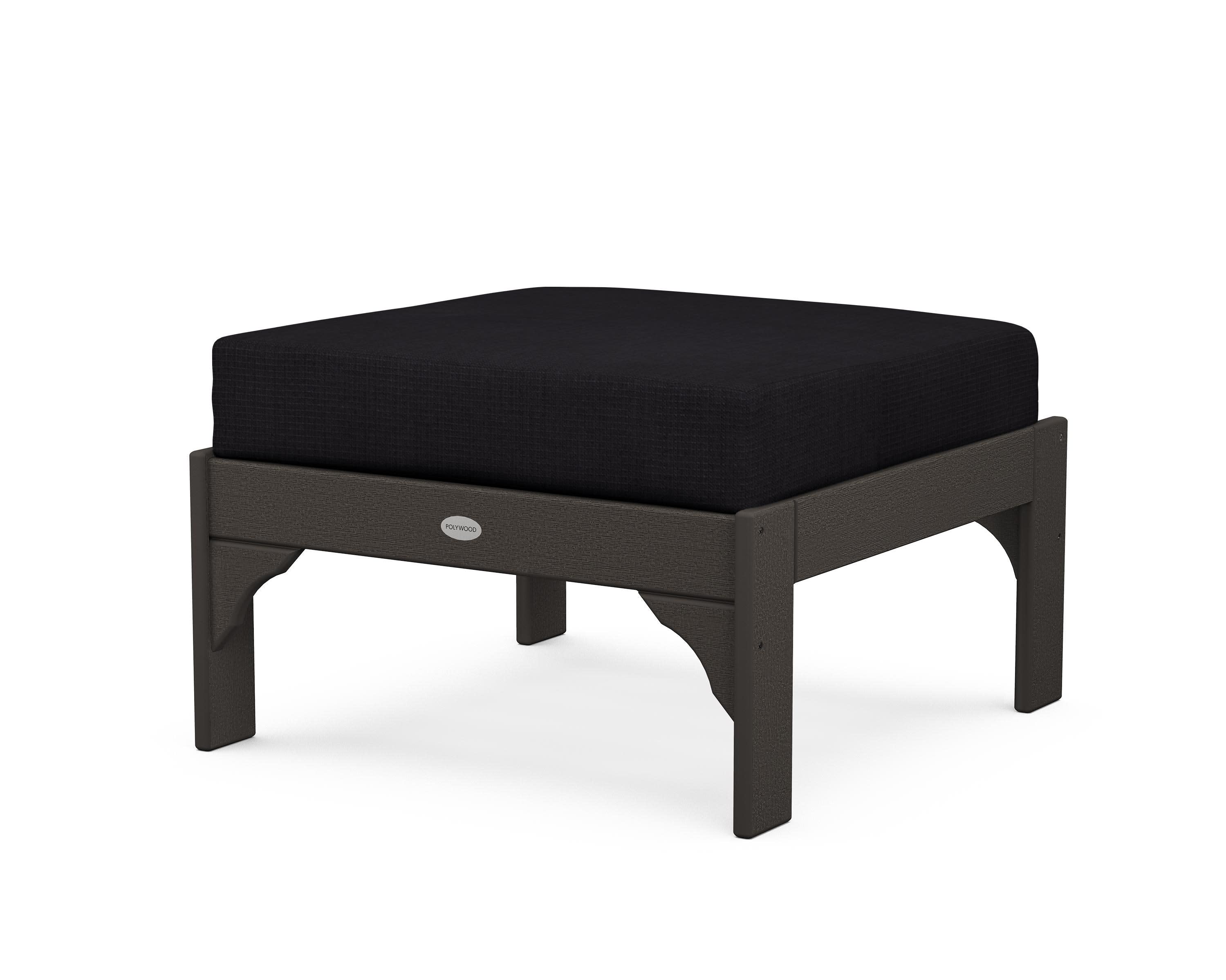 Vineyard Deep Seating Ottoman in Vintage Coffee / Midnight Linen